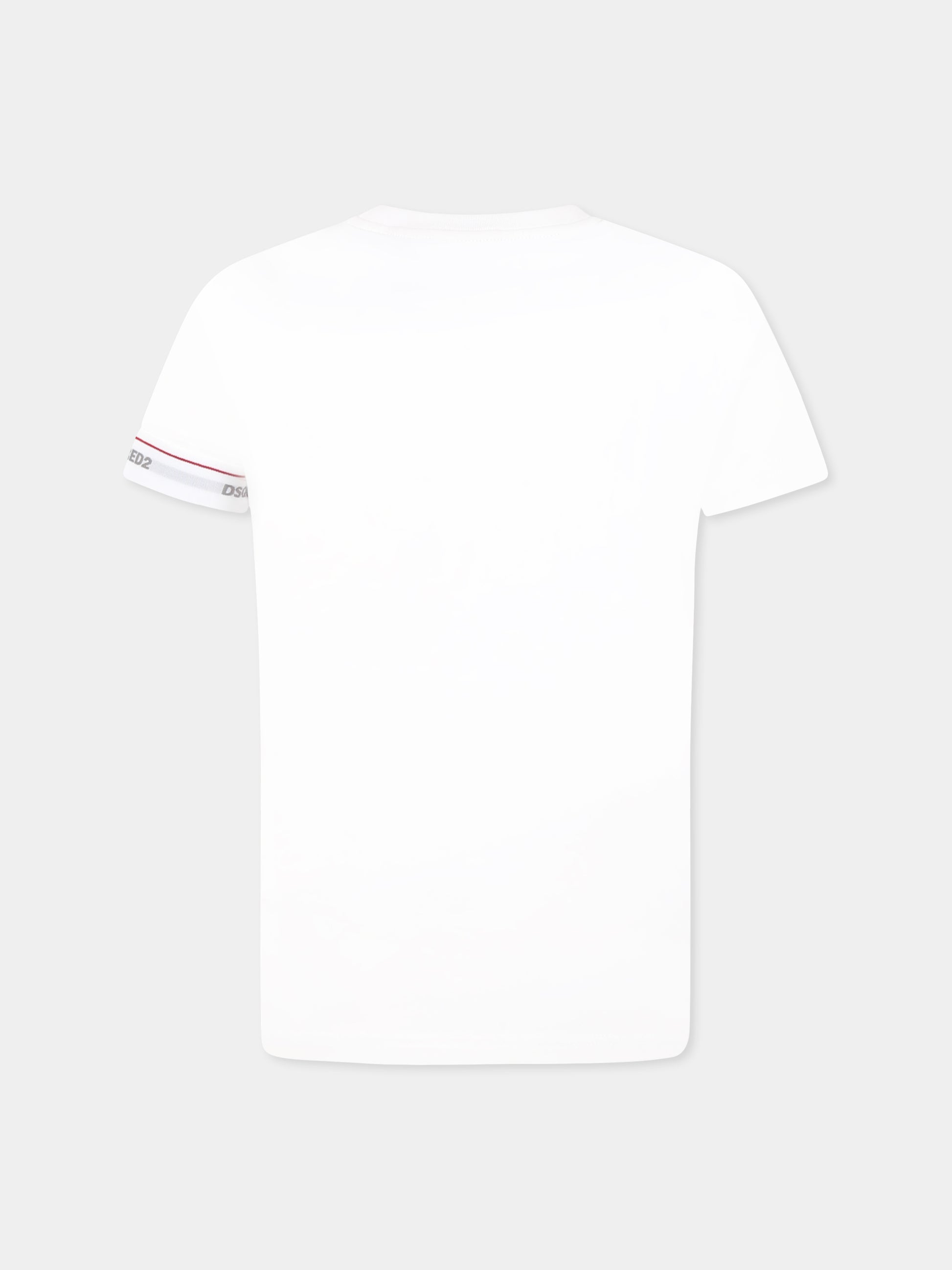 T-shirt bianca per bambino con logo,Dsquared2,DQ2480 D008J D2UT7U DQ100