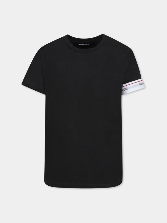 T-shirt nera per bambino con logo,Dsquared2,DQ2480 D008J D2UT7U DQ900