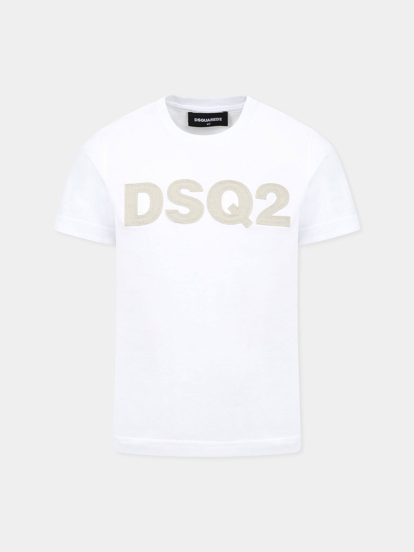 T-shirt bianca per bambino con logo,Dsquared2,DQ2749 D004G D2T1123U DQ100