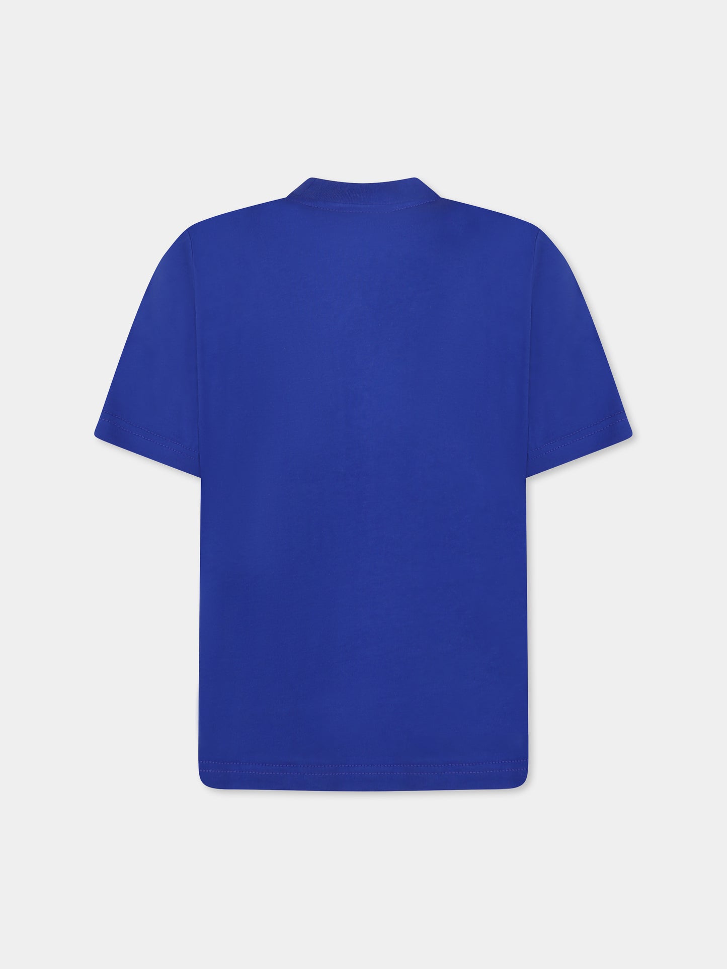 T-shirt blu per bambino con iconica foglia d'acero e logo