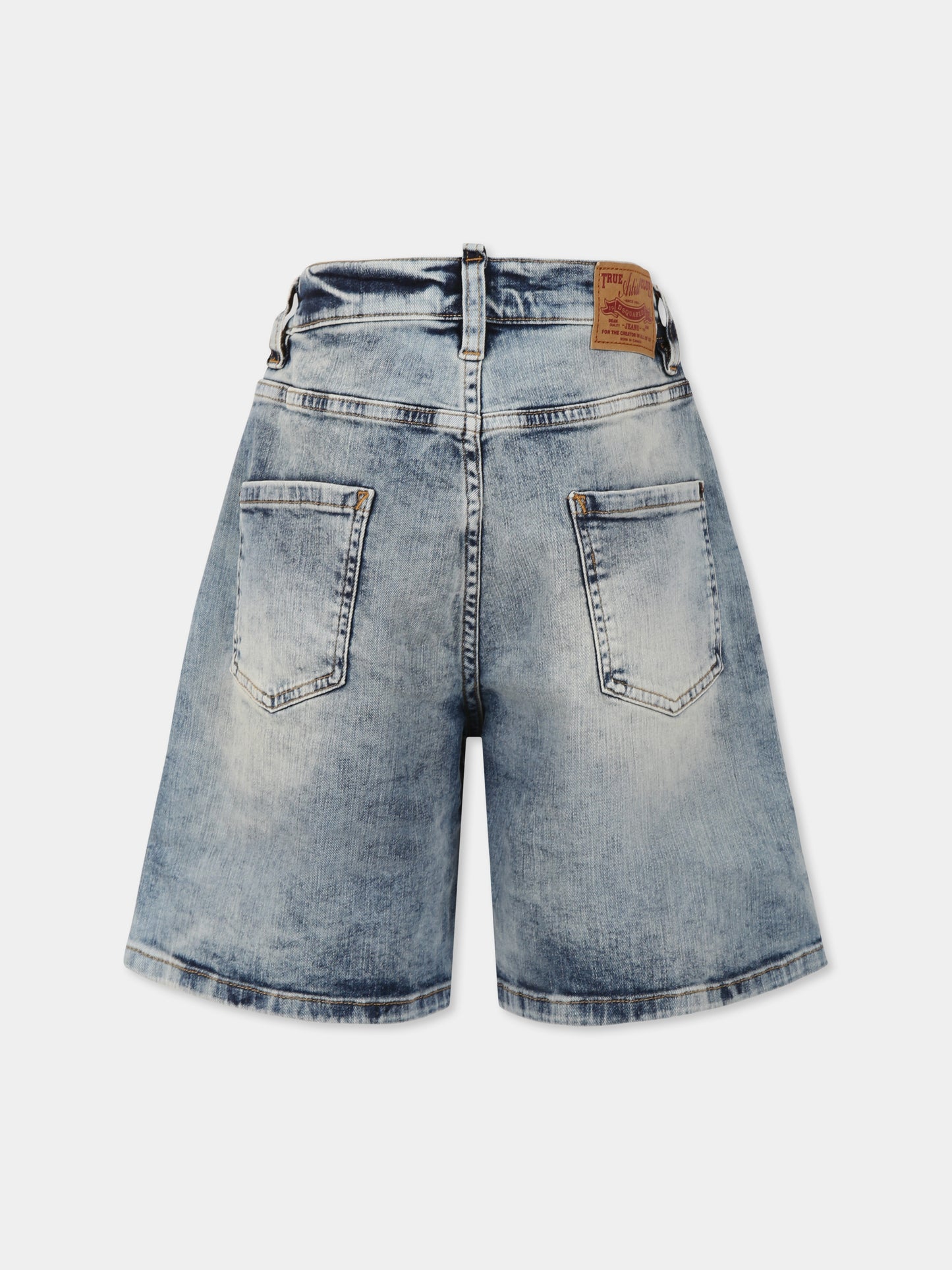 Shorts denim per bambino con logo,Dsquared2,DQ2828 D0AC2 D2P806M DQ01