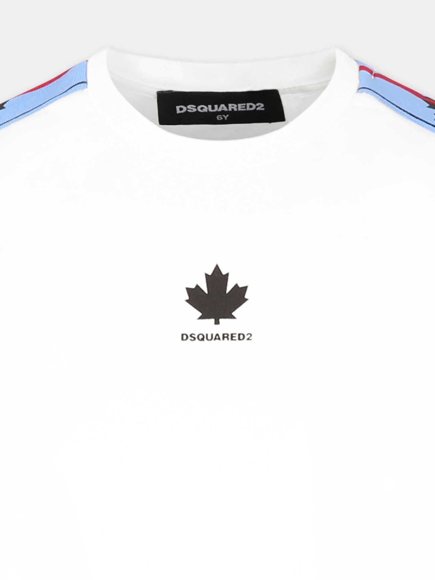 T-shirt bianca per bambino con logo e foglia d'acero,Dsquared2,DQ2898 D0A47 D2MT24M DQ100