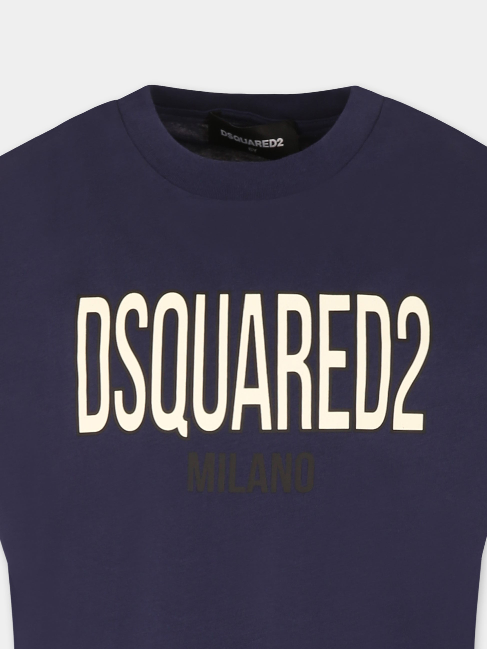 T-shirt blu per bambino con logo,Dsquared2,DQ2900 D0A47 D2MT23U DQ880