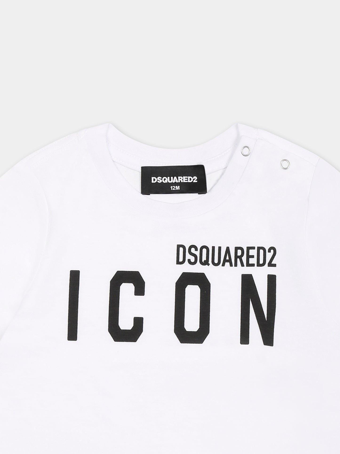 T-shirt bianca per neonato con logo nero,Dsquared2,DQ2968 D004G D2T1167B DQ100