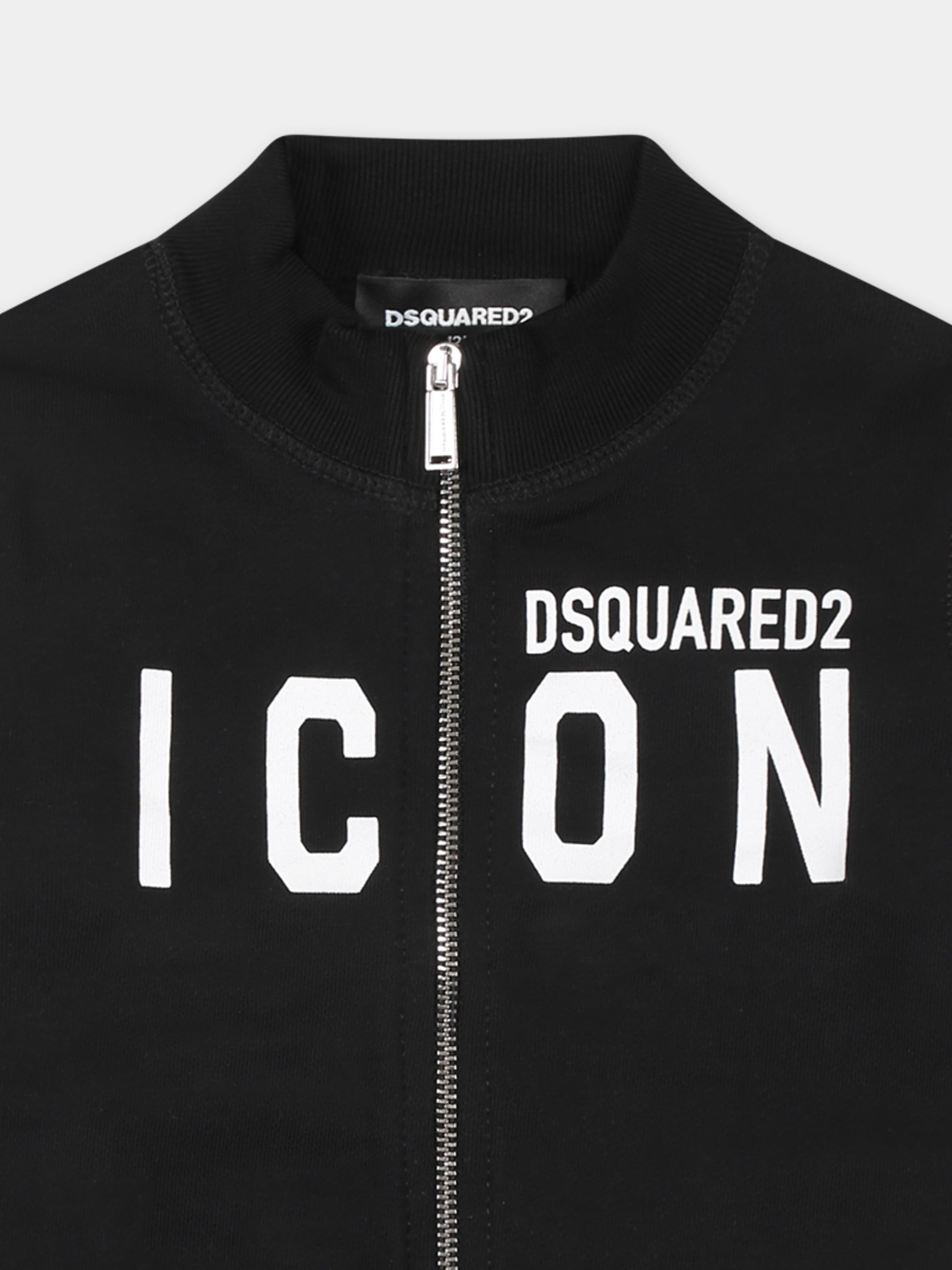 Felpa nera per neonato con logo Icon,Dsquared2,DQ2969 D0094 D2S912B DQ900