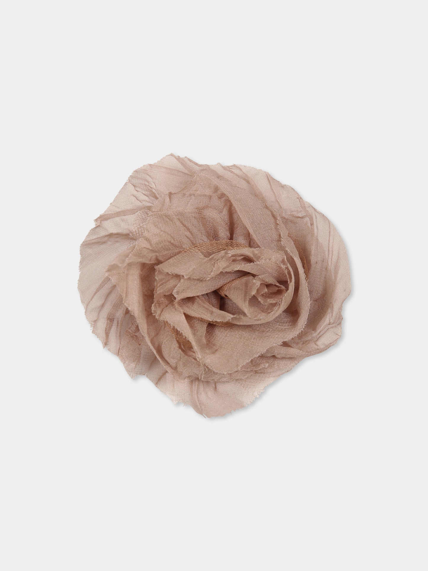 Fermaglio beige per bambina con rosa