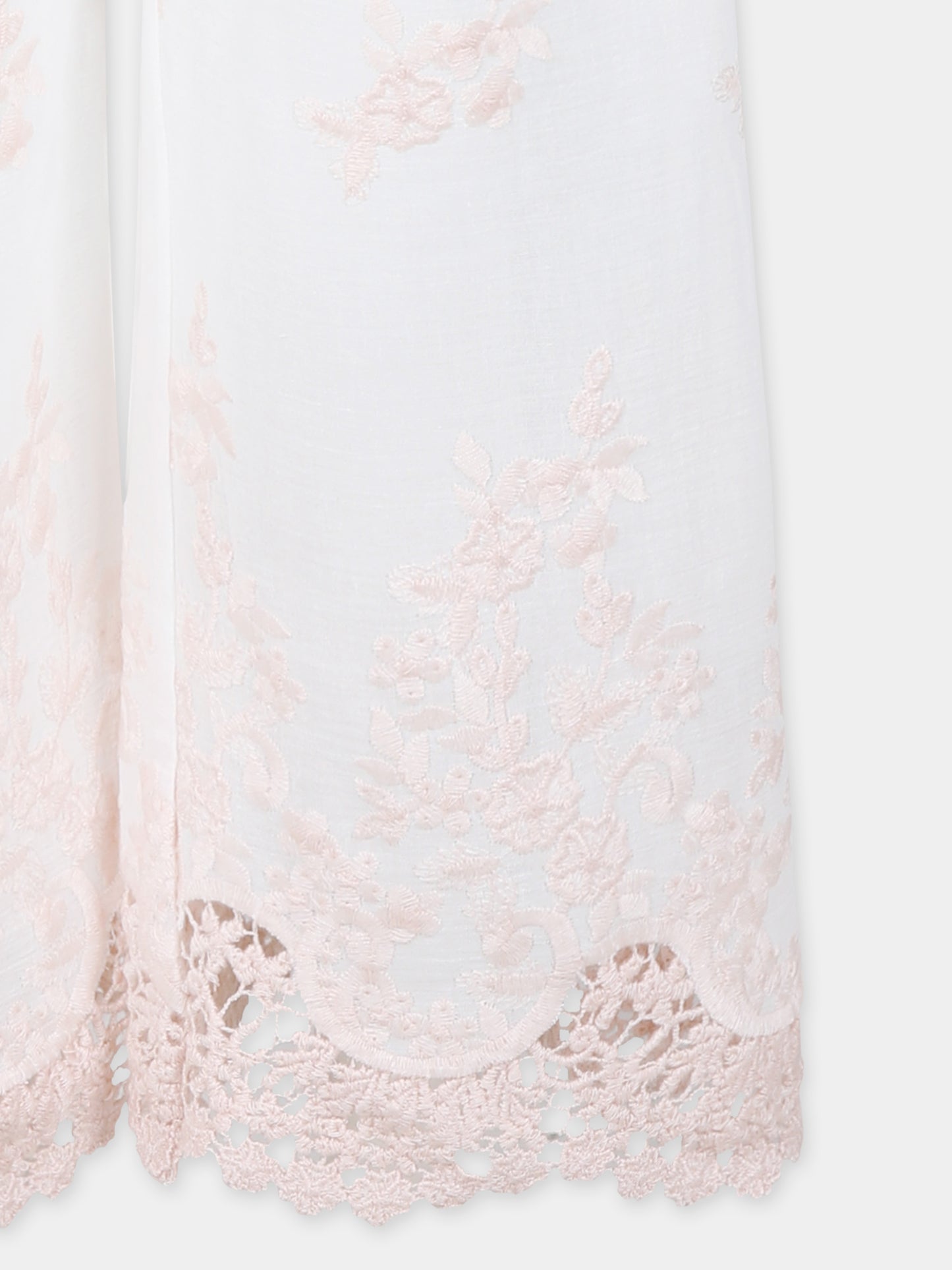 Pantaloni avorio per bambina con ricamo,Caffe' D'orzo,ZW6B30 M0061 100RS