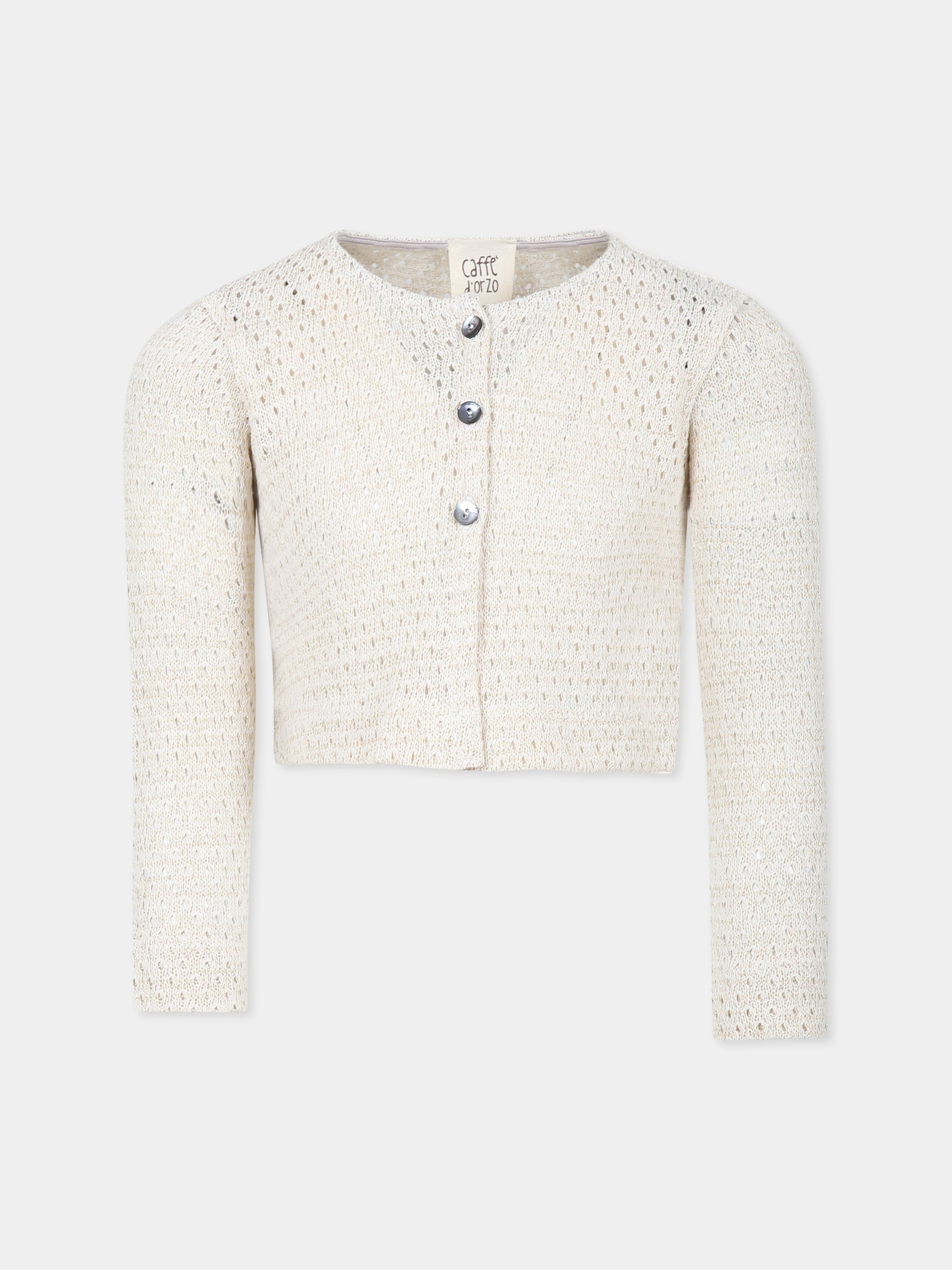 Cardigan avorio per bambina,Caffe' D'orzo,ZW9A10 Q0043 103