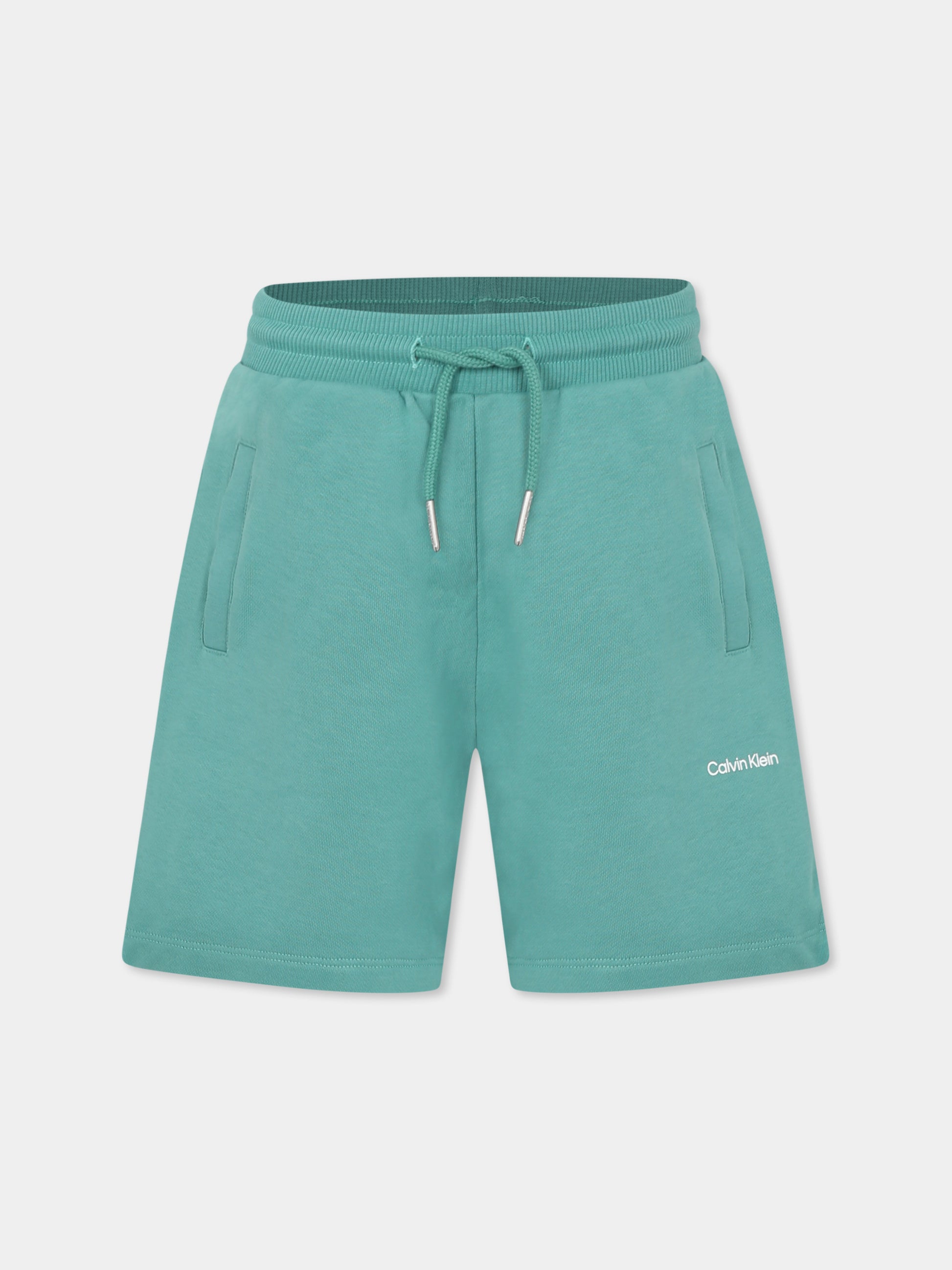 Shorts verdi per bambini con logo,Calvin Klein Kids,25S CKIU0IU00703J IU0IU00703 L5Y