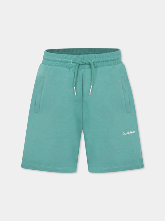 Shorts verdi per bambini con logo,Calvin Klein Kids,25S CKIU0IU00703J IU0IU00703 L5Y