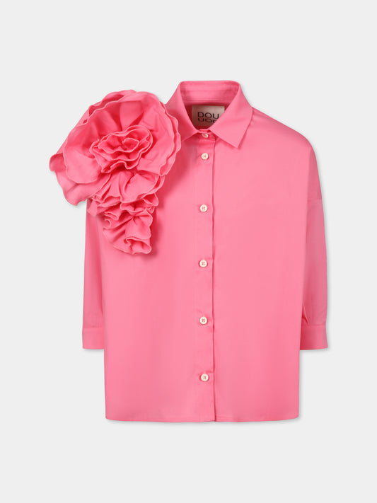 Camicia rosa per bambina con rose,Douuod Kids,DW5A30 P0522 511