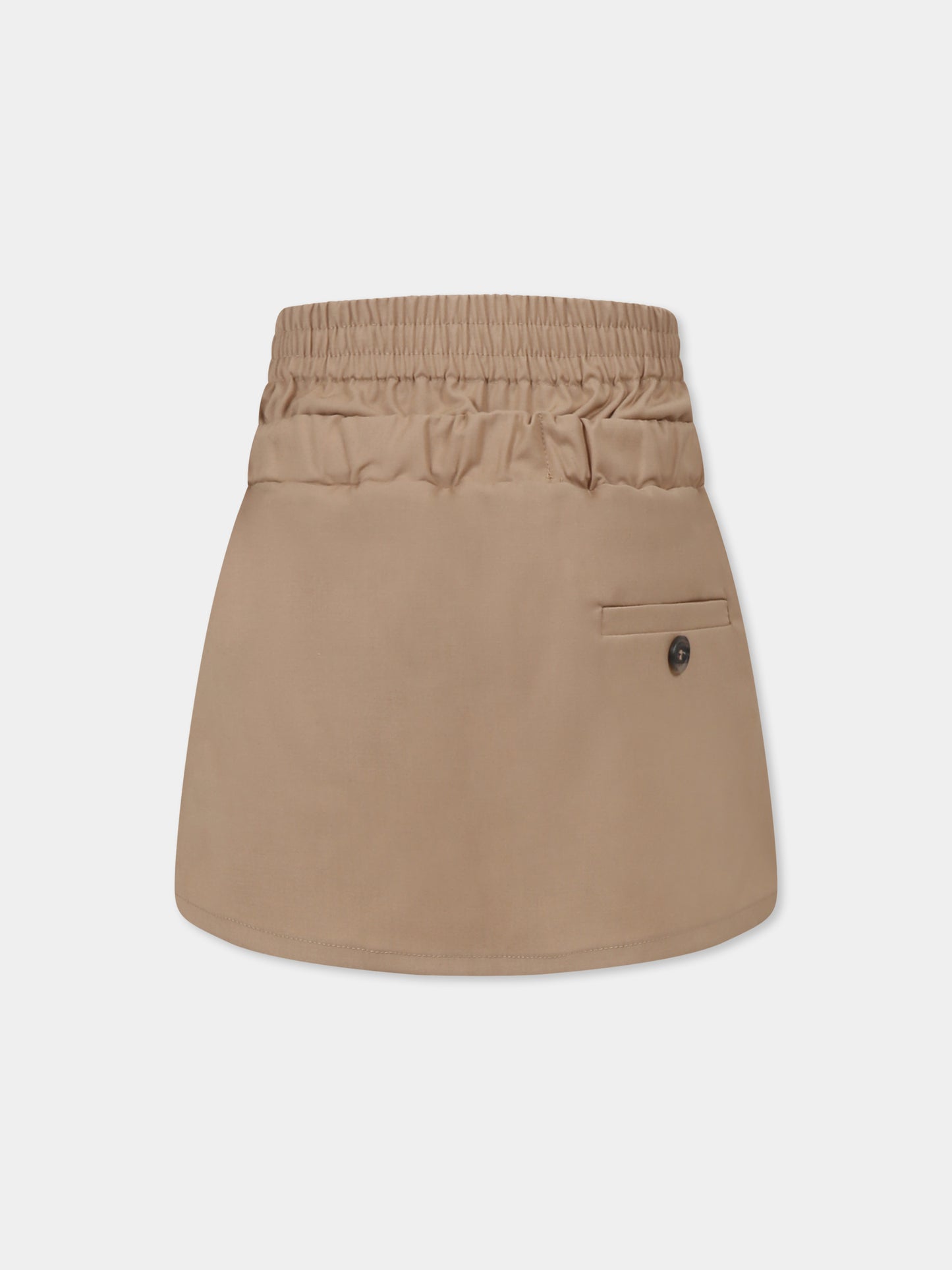 Shorts beige per bambina con patch logato,Douuod Kids,DW7A21 I0218 119