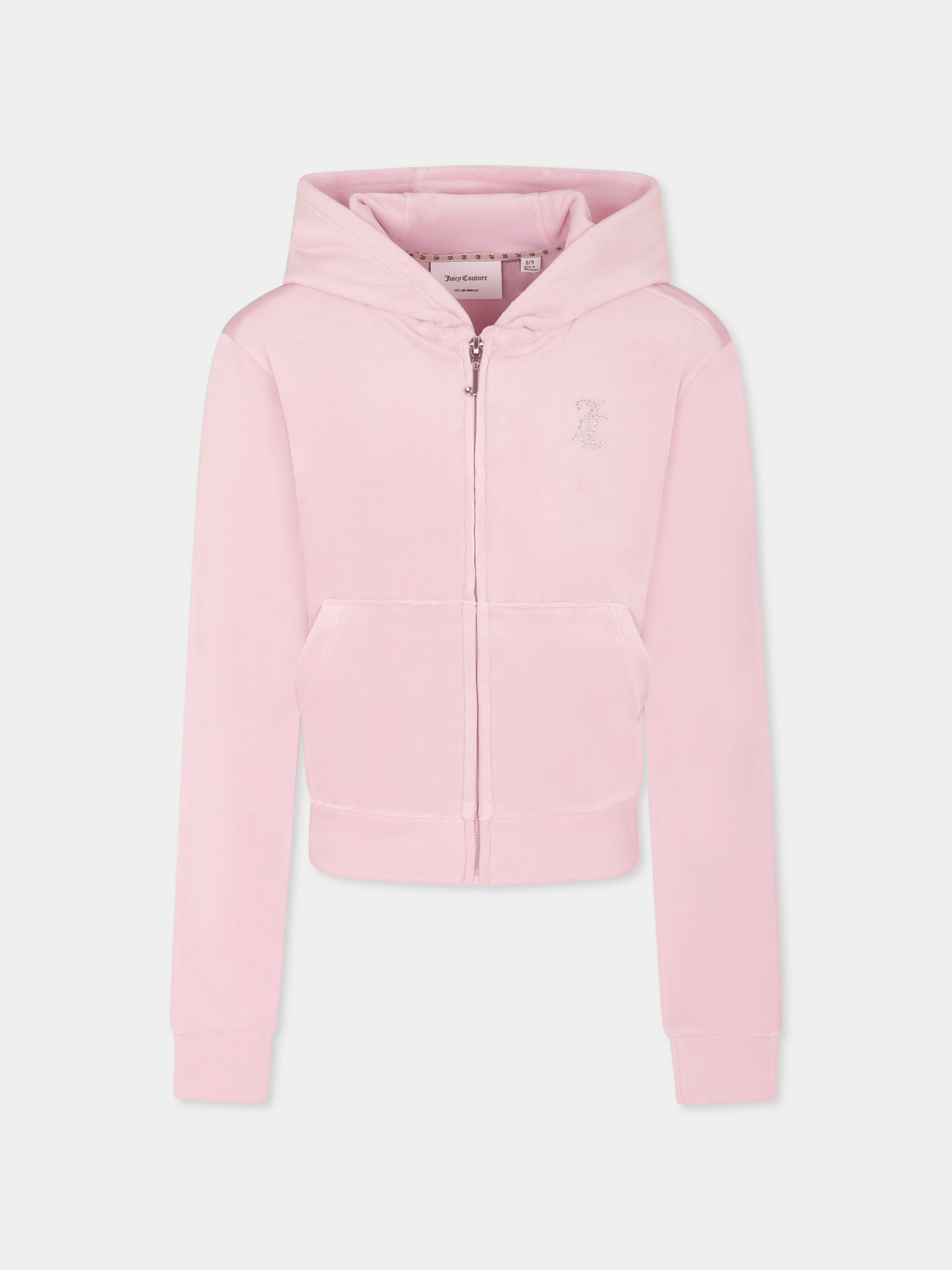Felpa viola per bambina con logo di strass,Juicy Couture,25S JCJBX6358 JBX6358 Y8U