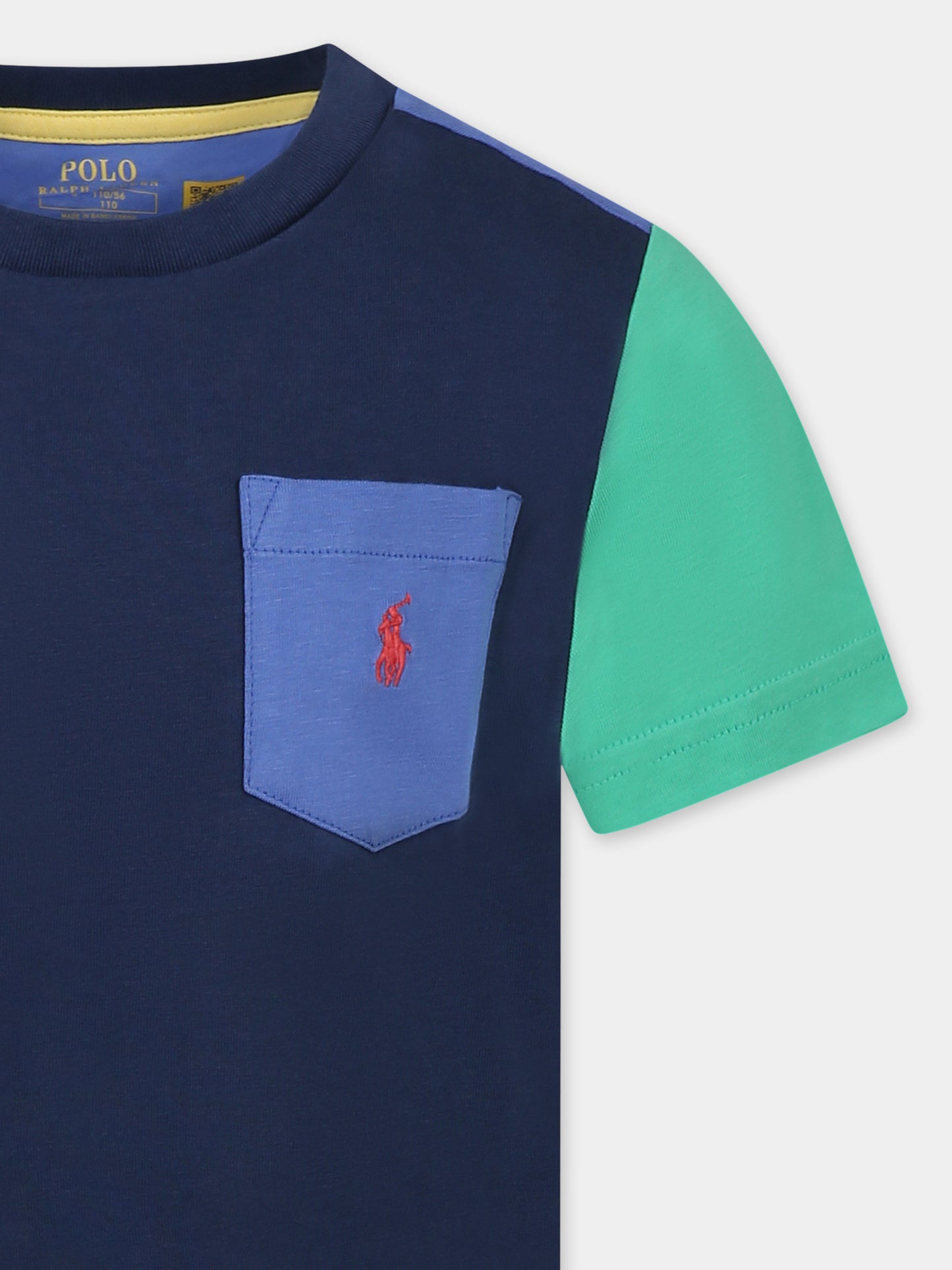 T-shirt blu per bambino con cavallino,Ralph Lauren Kids,861435010 NAVY