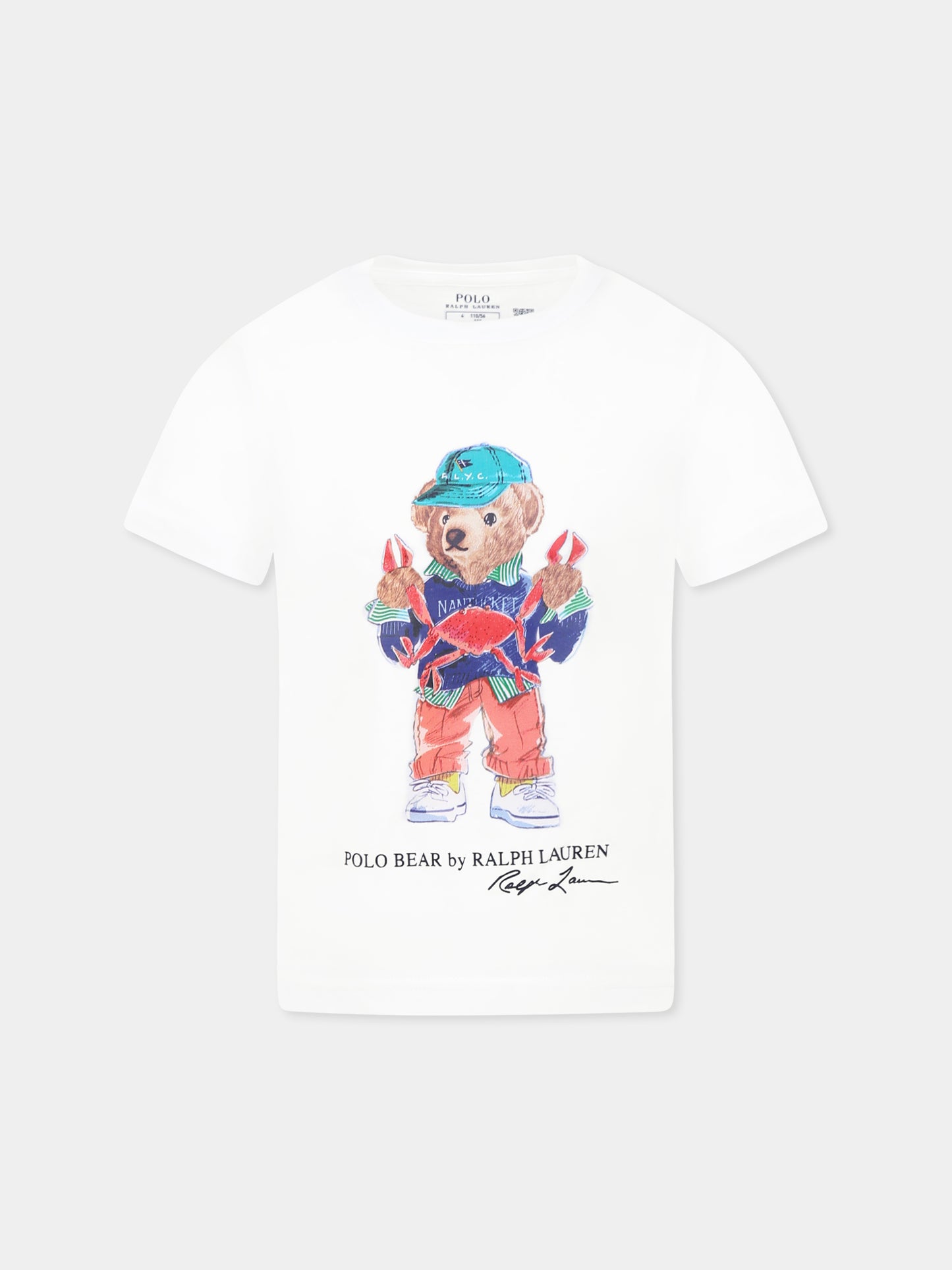 T-shirt bianca per bambino con Polo Bear