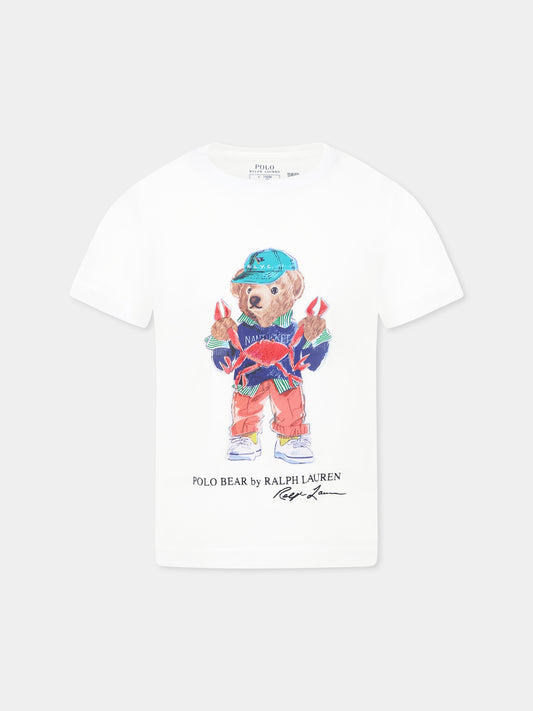 T-shirt bianca per bambino con Polo Bear