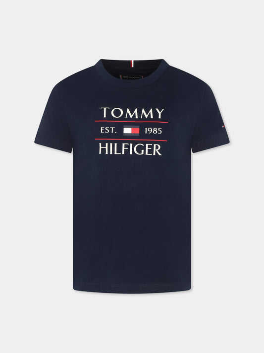 T-shirt blu per bambino con logo,Tommy Hilfiger Junior,25S THKB0KB09538J KB0KB09538 C1G