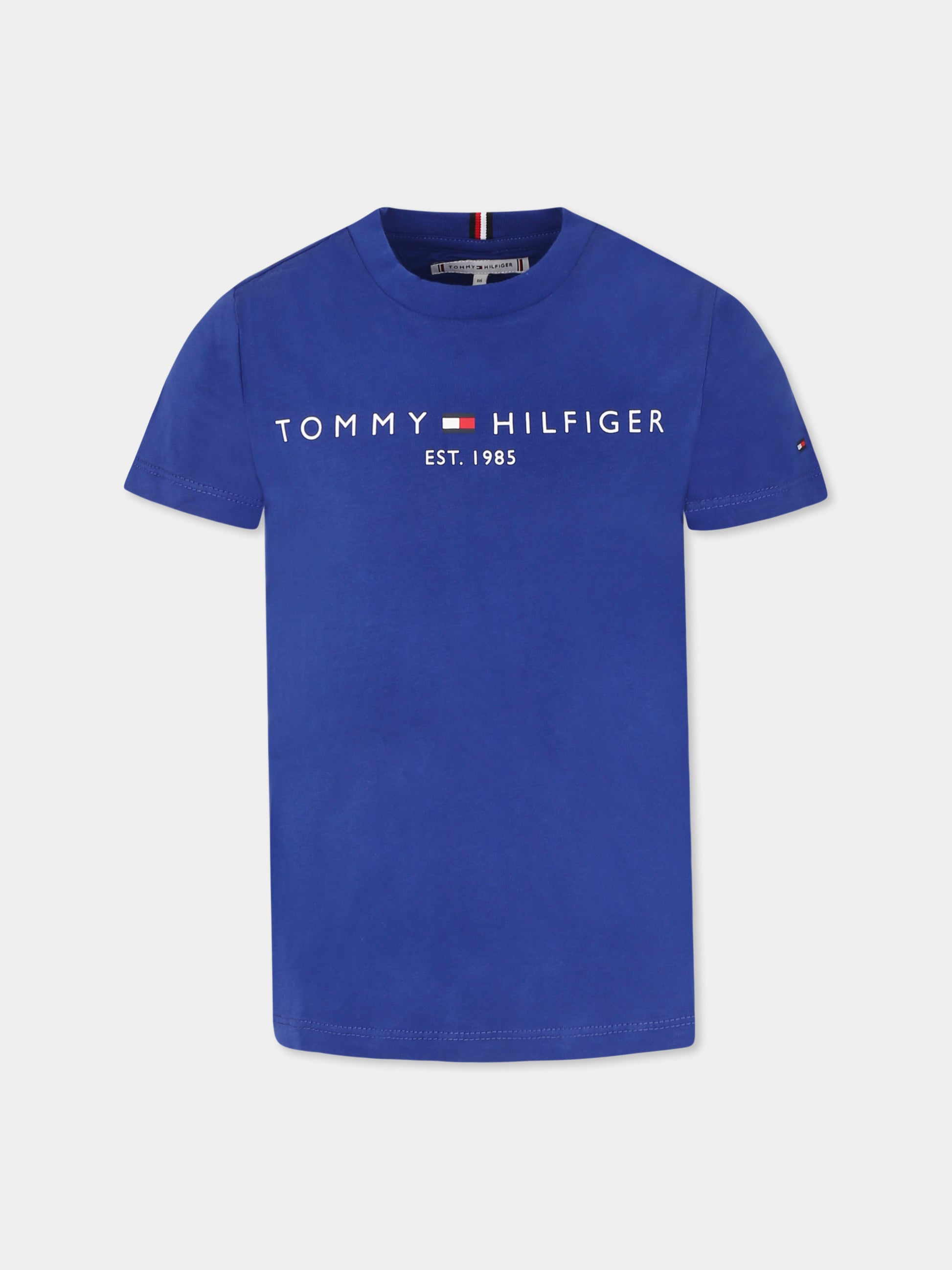 T-shirt blu per bambino con logo,Tommy Hilfiger Junior,25S THKS0KS00397J KS0KS00397 D03