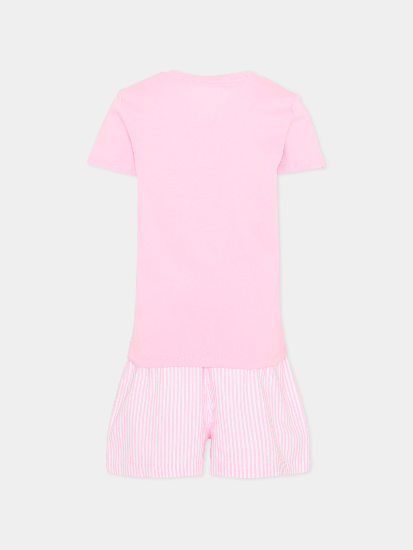 Pigiama rosa per bambina con Polo Pony,Ralph Lauren Kids,3P0146 W2Q