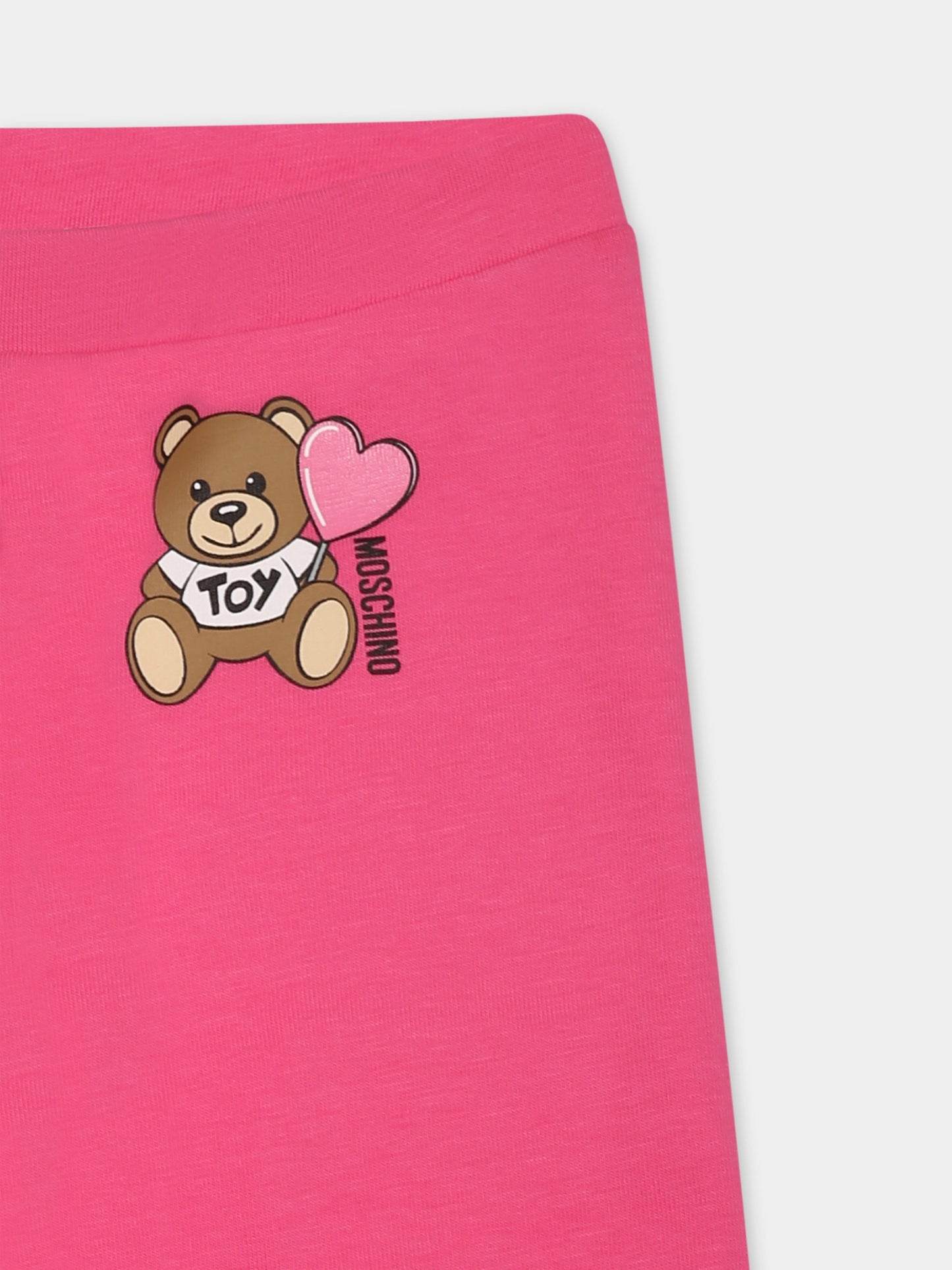 Leggings fucsia per neonata con Teddy Bear e cuore