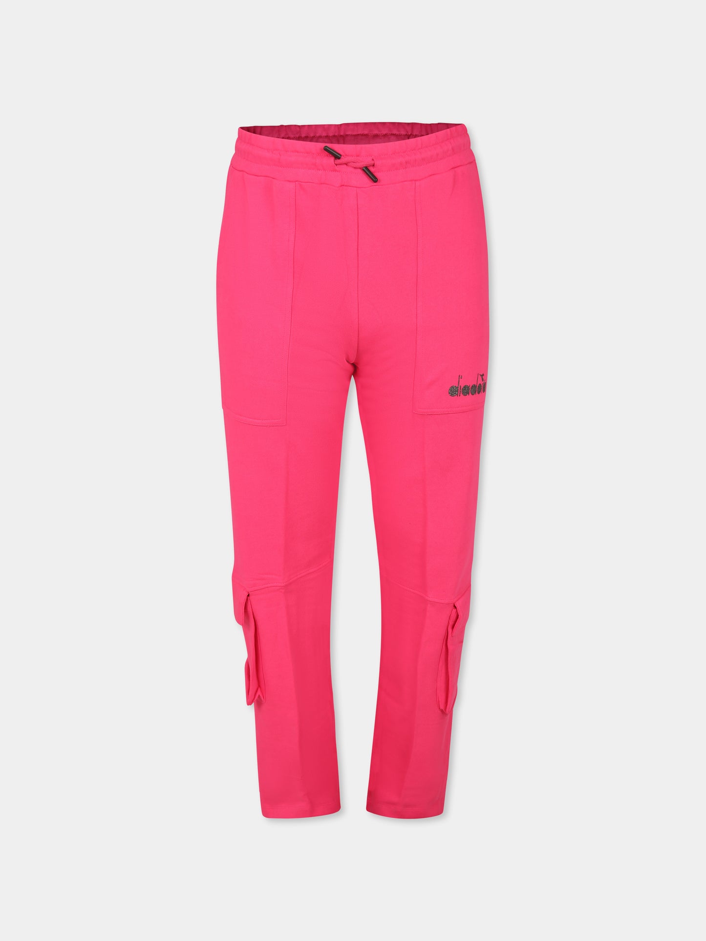 Pantaloni fucsia per bambina con logo,Diadora Kids,S4DIJGFP114 044