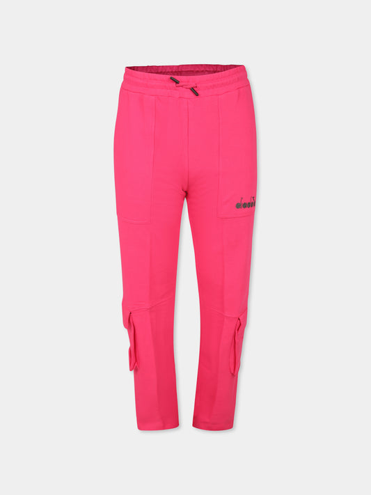 Pantaloni fucsia per bambina con logo,Diadora Kids,S4DIJGFP114 044