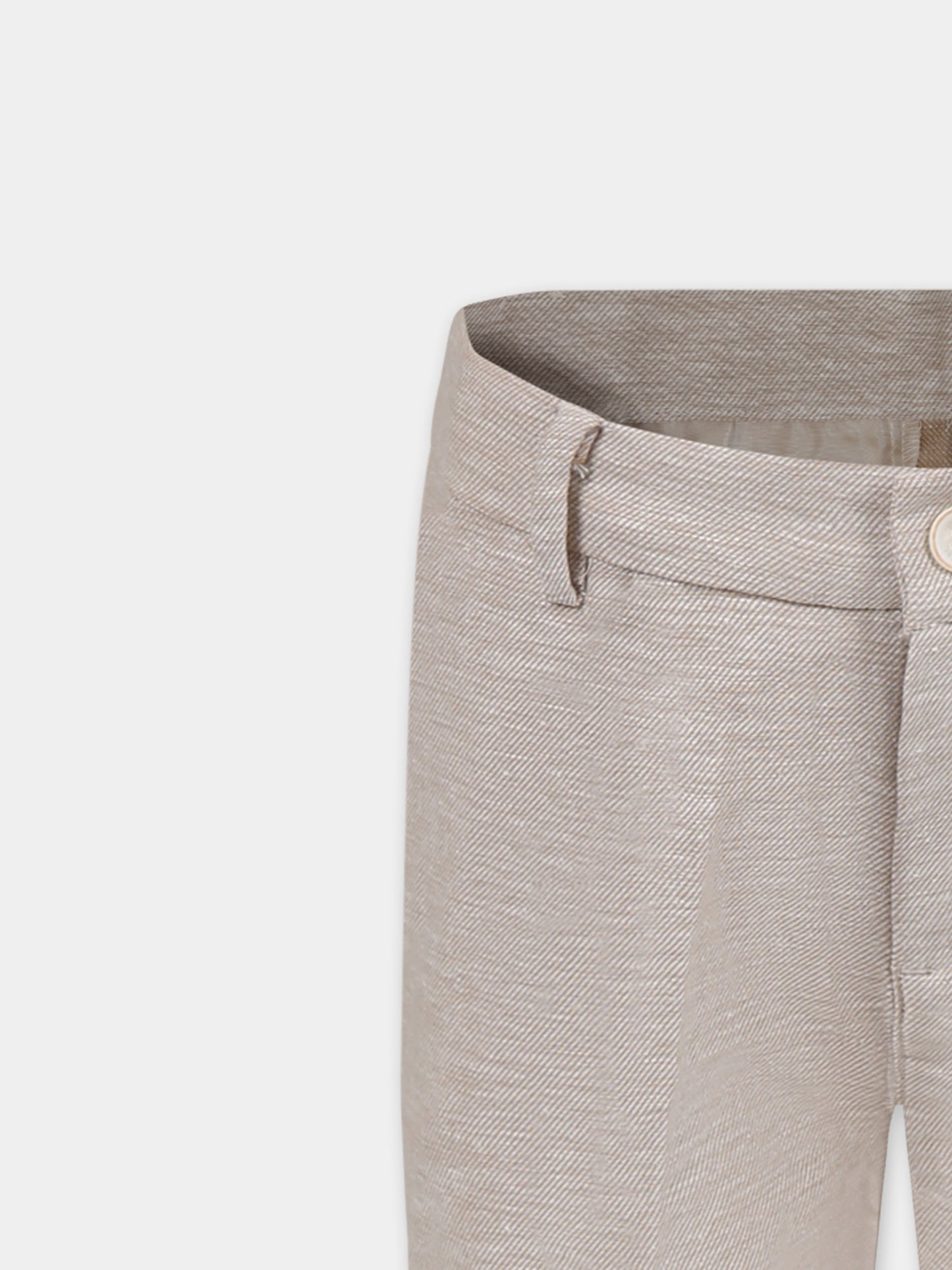 Pantaloni beige per bambino con patch logato