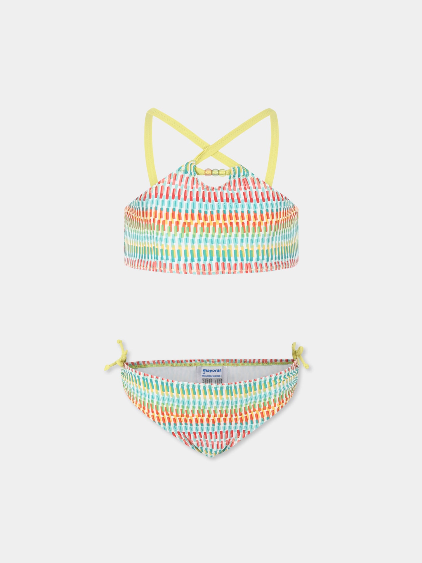 Bikini multicolor per bambina con stampa all over