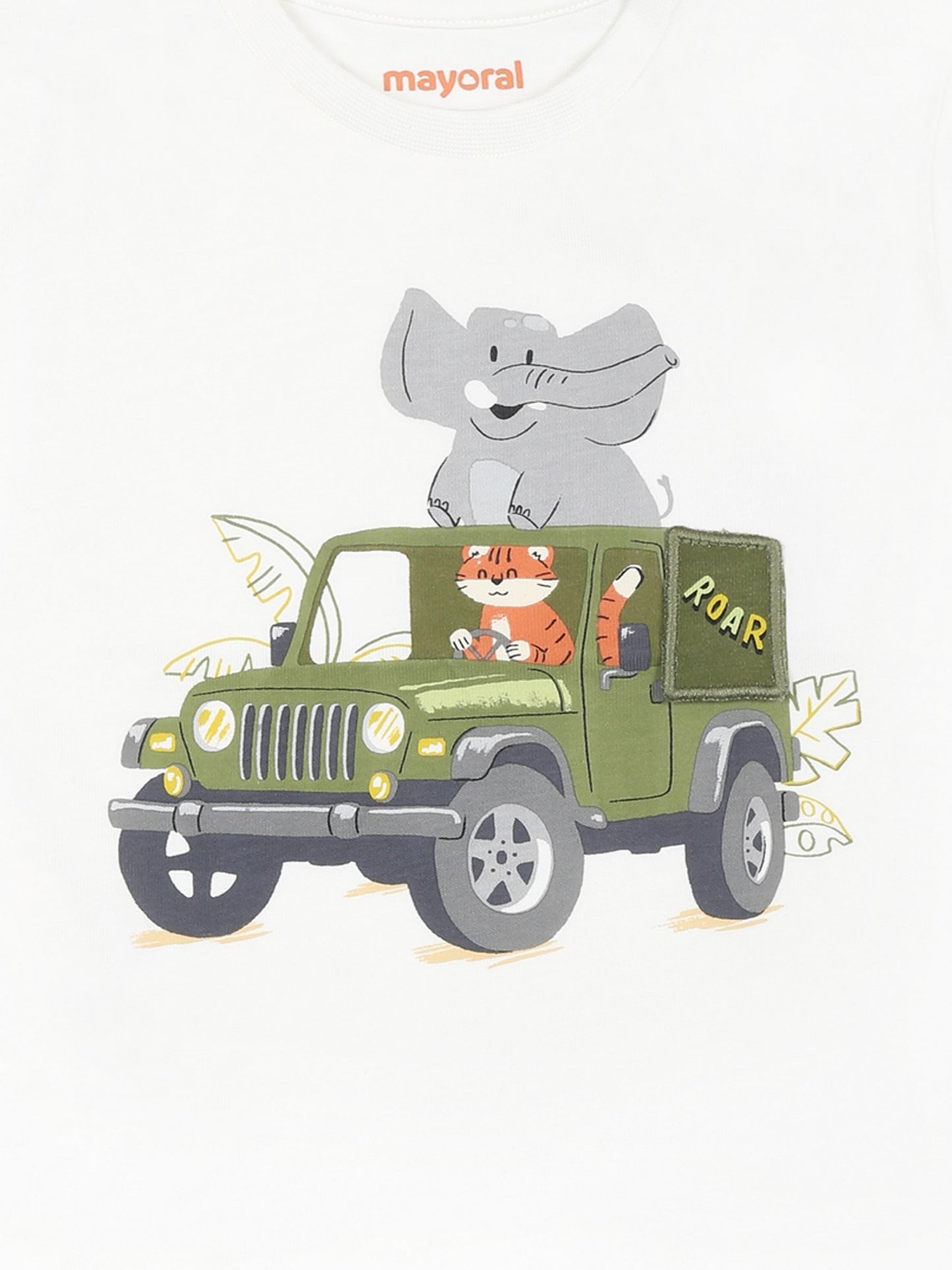 T-shirt bianca per neonato con stampa animali,Mayoral,1053 010