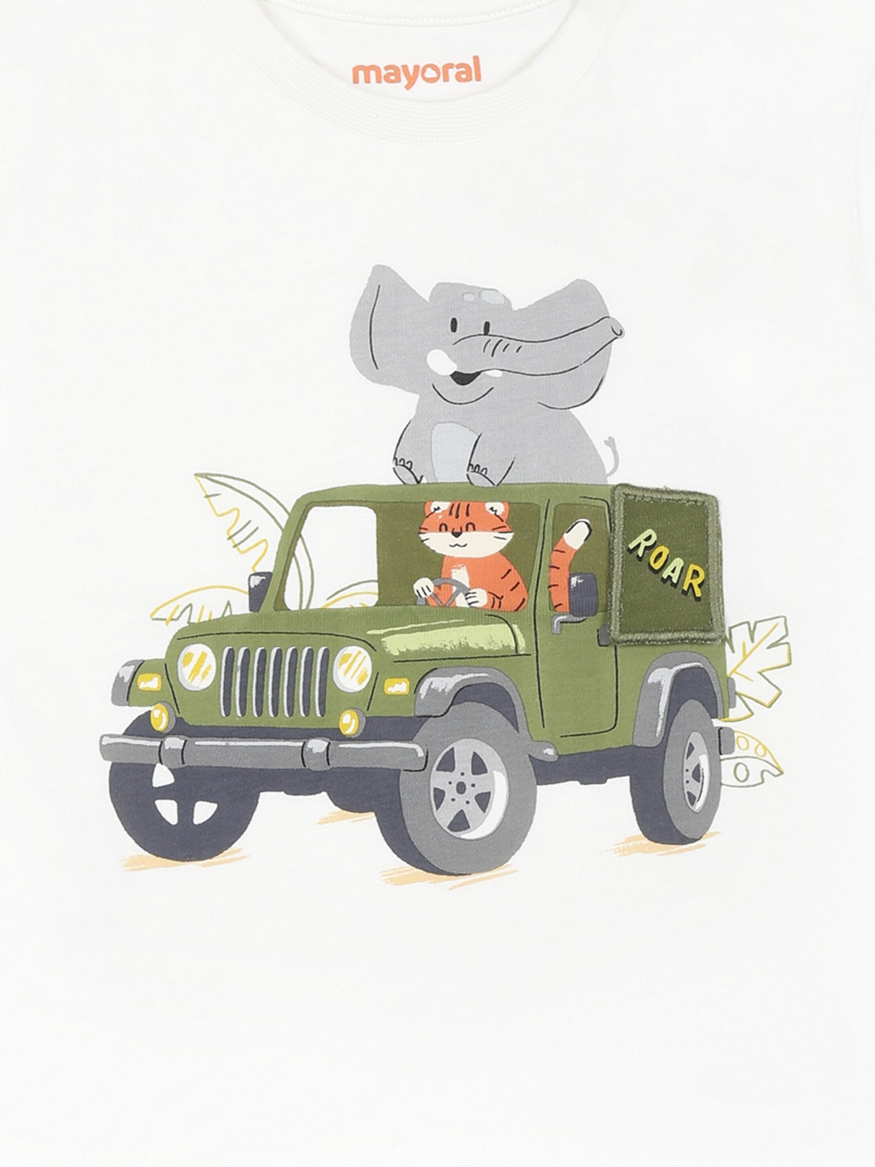 T-shirt bianca per neonato con stampa animali,Mayoral,1053 010