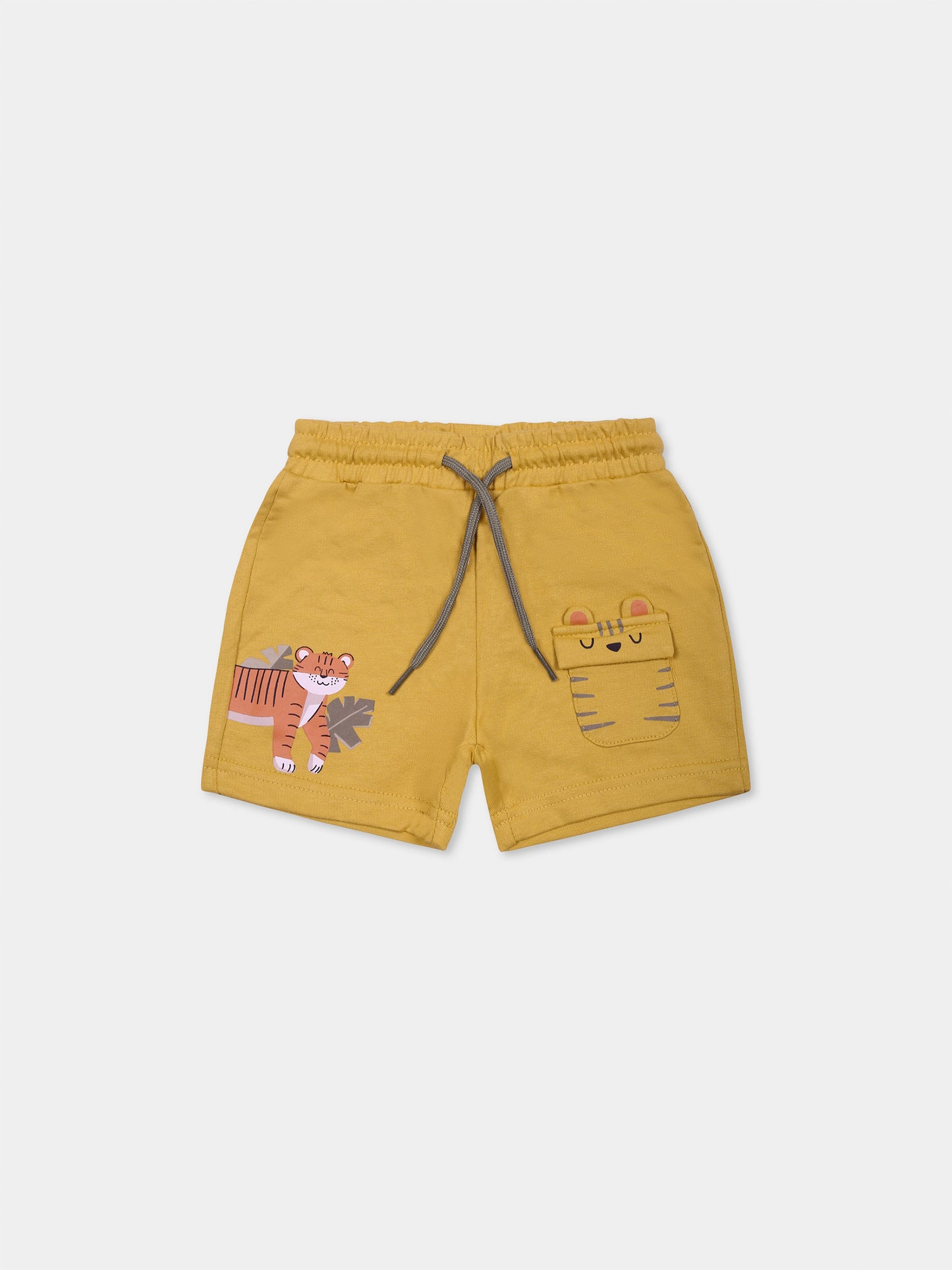 Shorts gialli per neonato con tigre