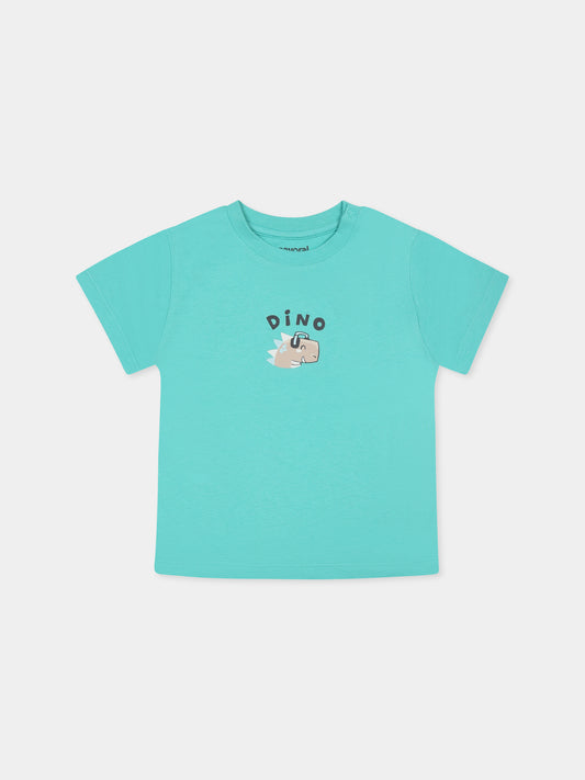 T-shirt verde per neonato con stampa dinosauro,Mayoral,1062 055