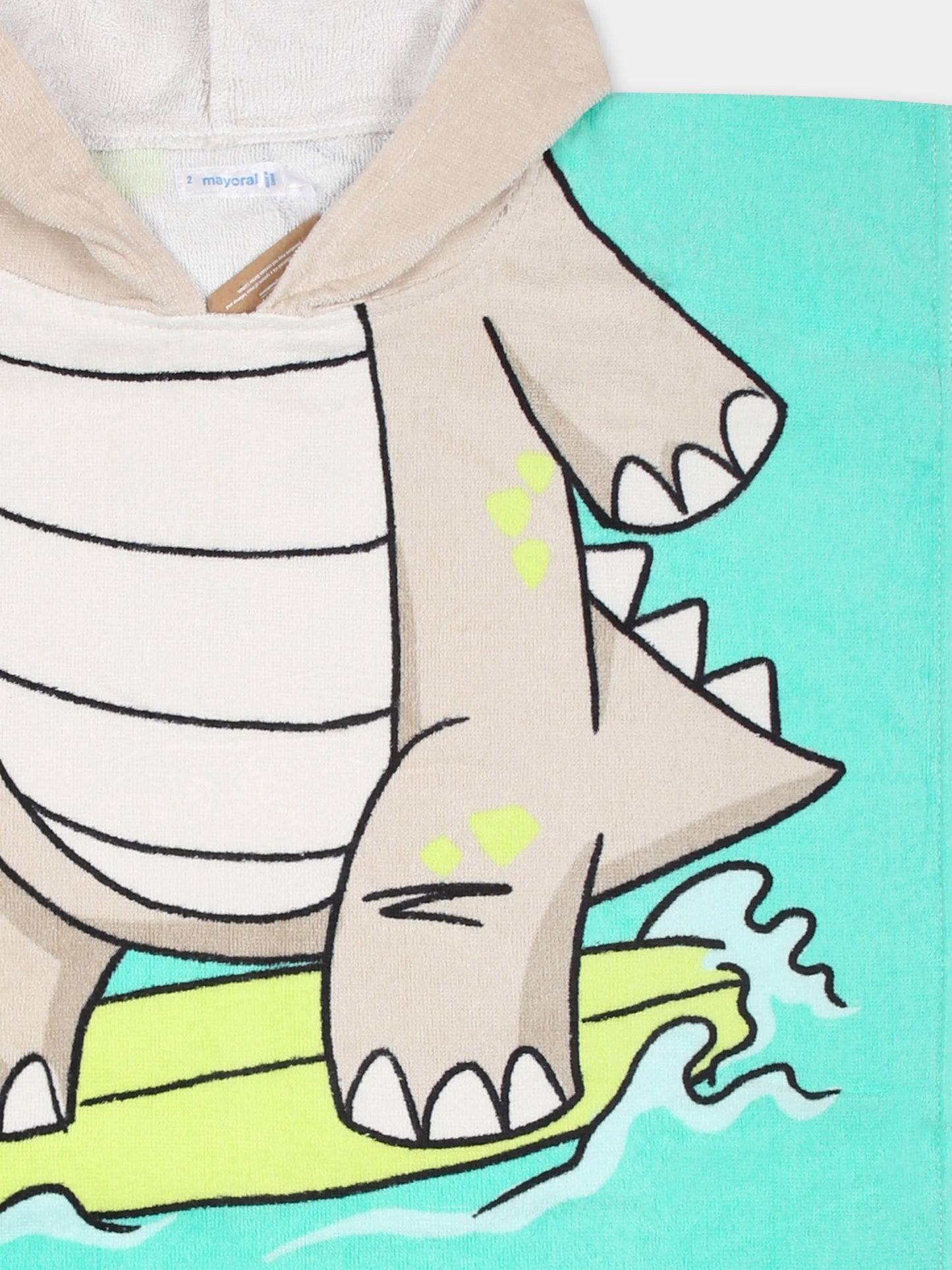 Accappatoio multicolor per neonato con dinosauro