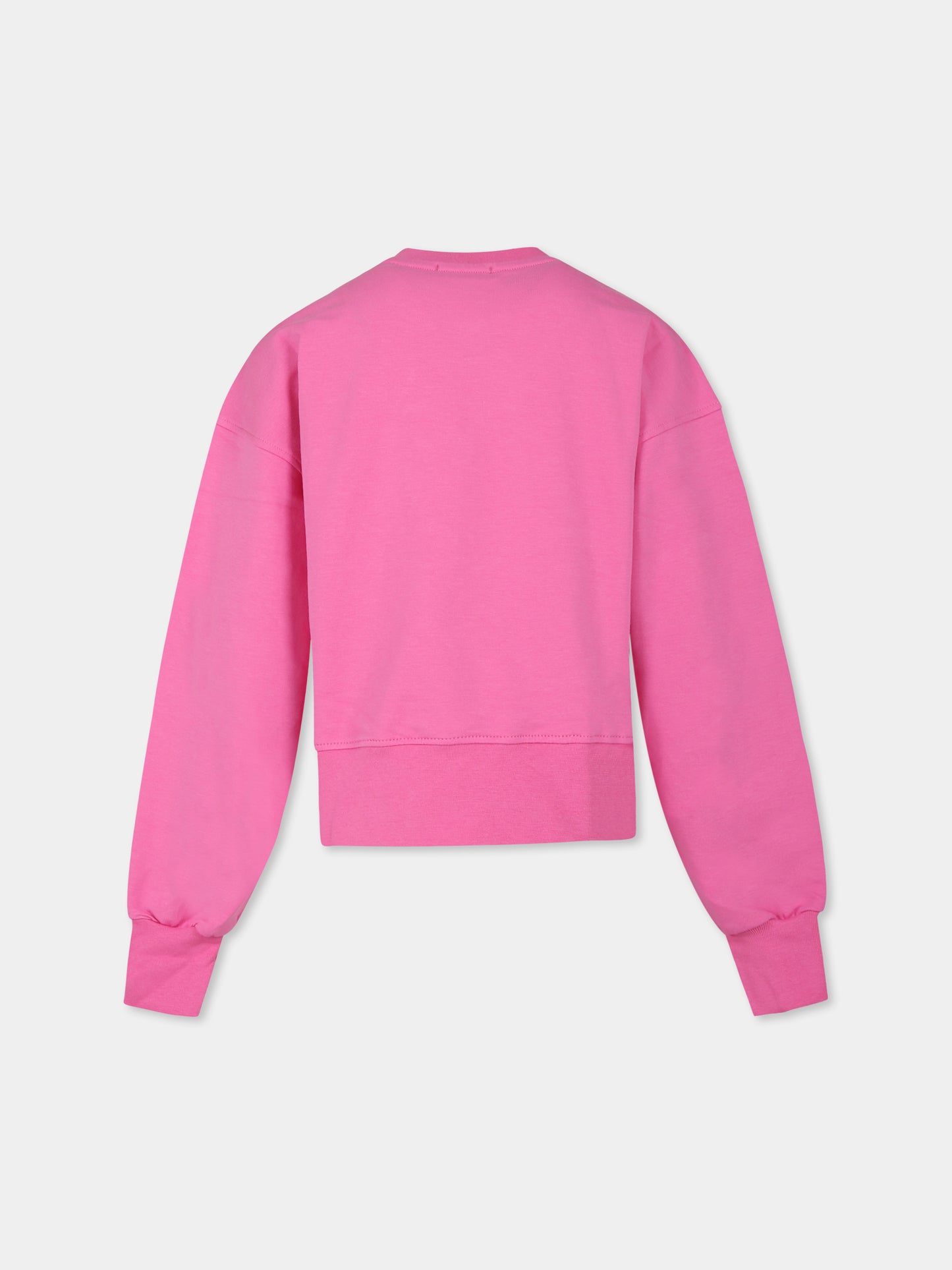 Felpa crop rosa per bambina con logo e strass,Pinko,S4PIBGSW133 045