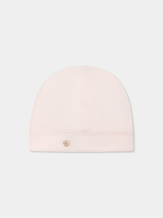 Cappello rosa per neonata con logo