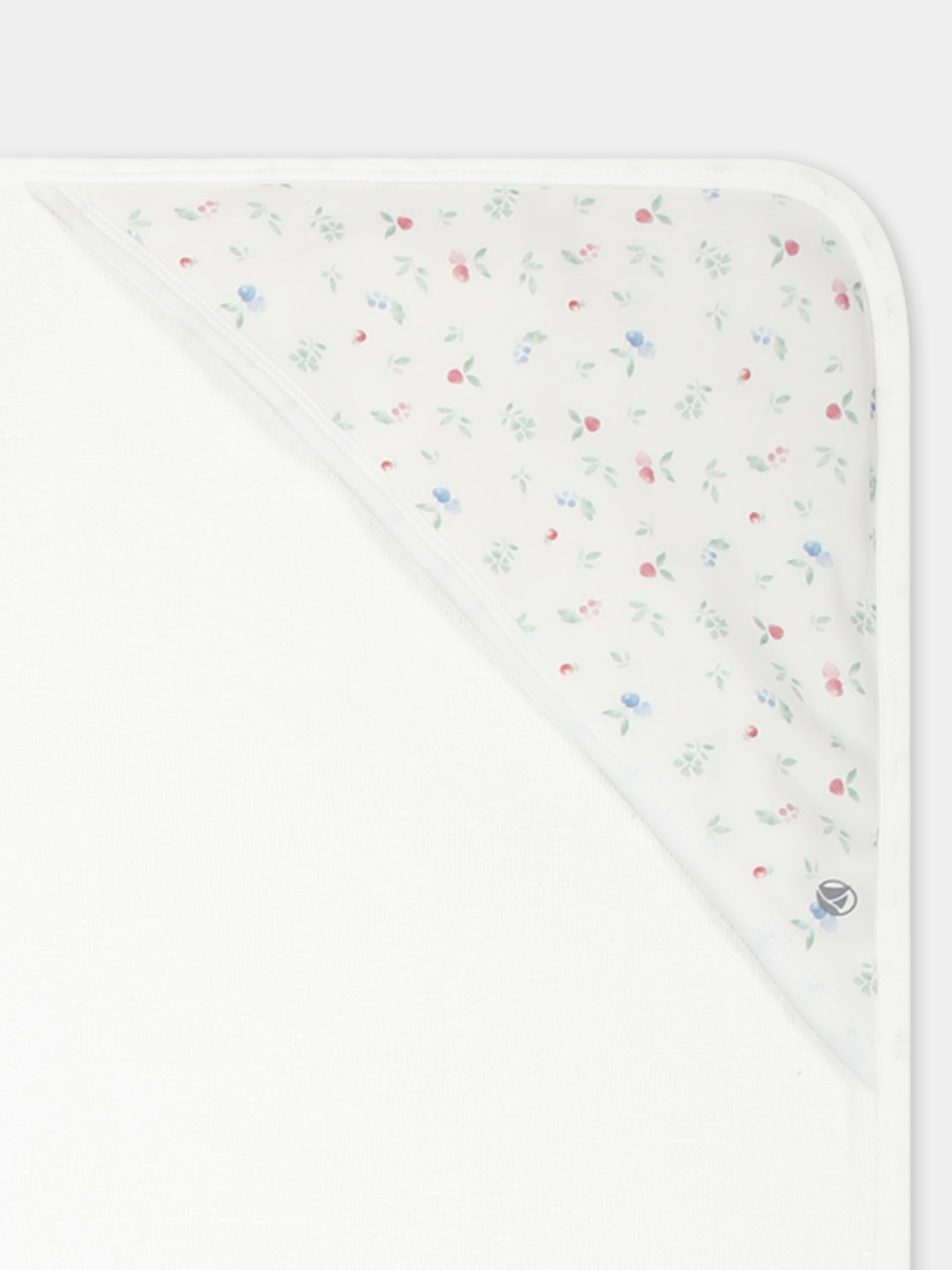 Accappatoio avorio per neonati con stampa floreale,Petit Bateau,A0CIW MARSHMALLOW/MULTICO 03