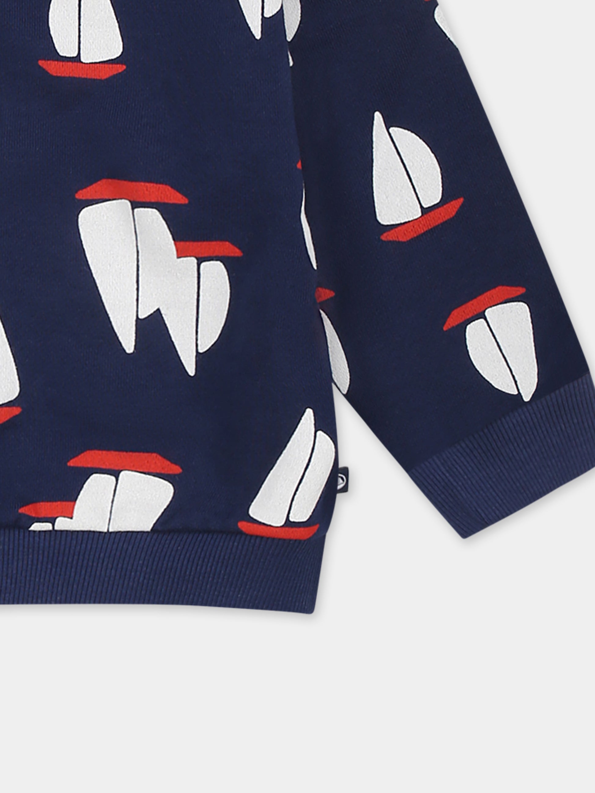 Felpa blu per neonato con barca a vela all over,Petit Bateau,A0COI MEDIEVAL/MULTICO 01