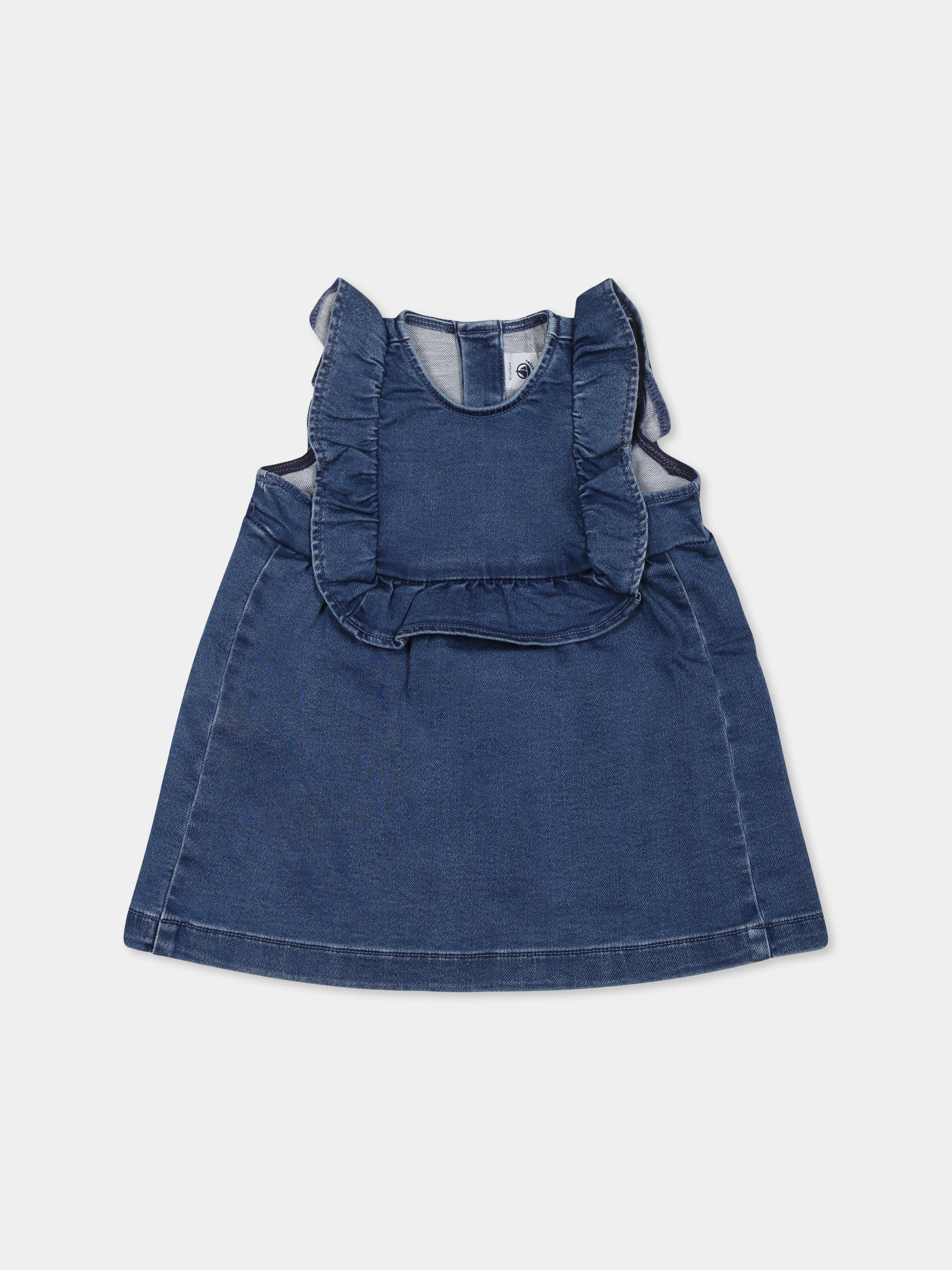 Vestito denim per neonata,Petit Bateau,A0CLK  BLEU DELAVE 01