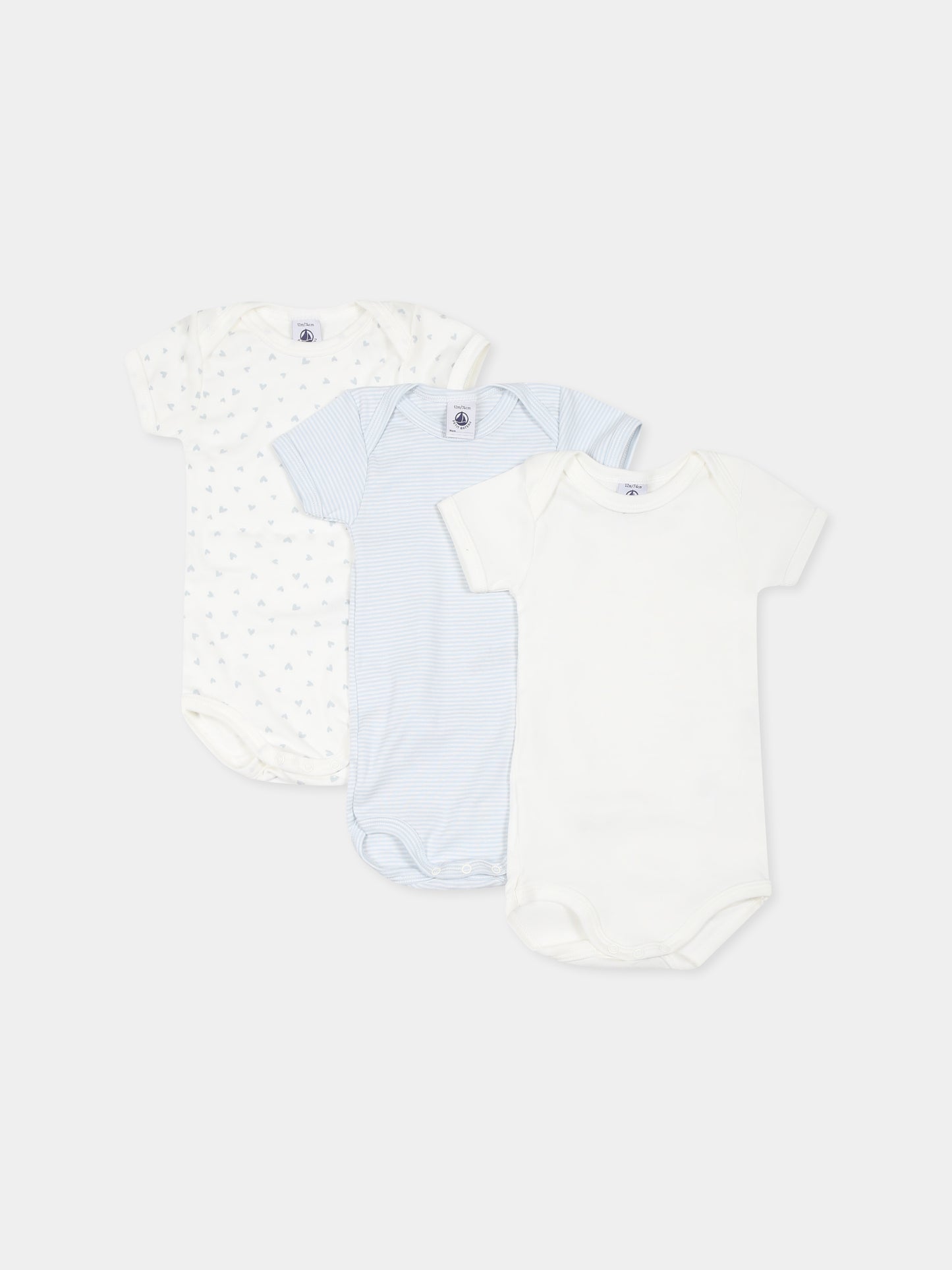 Set body bianco per neonati con cuori,Petit Bateau,A0CX9 VARIANTE 1 00