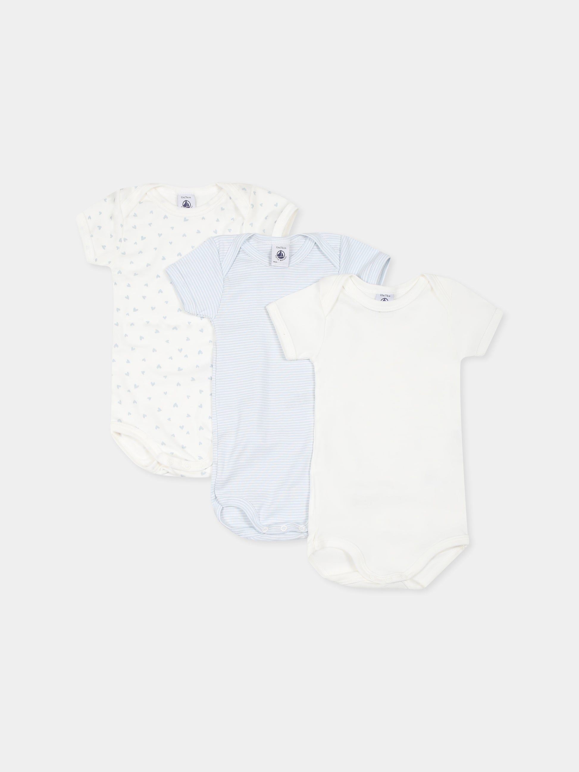 Set body bianco per neonati con cuori,Petit Bateau,A0CX9 VARIANTE 1 00