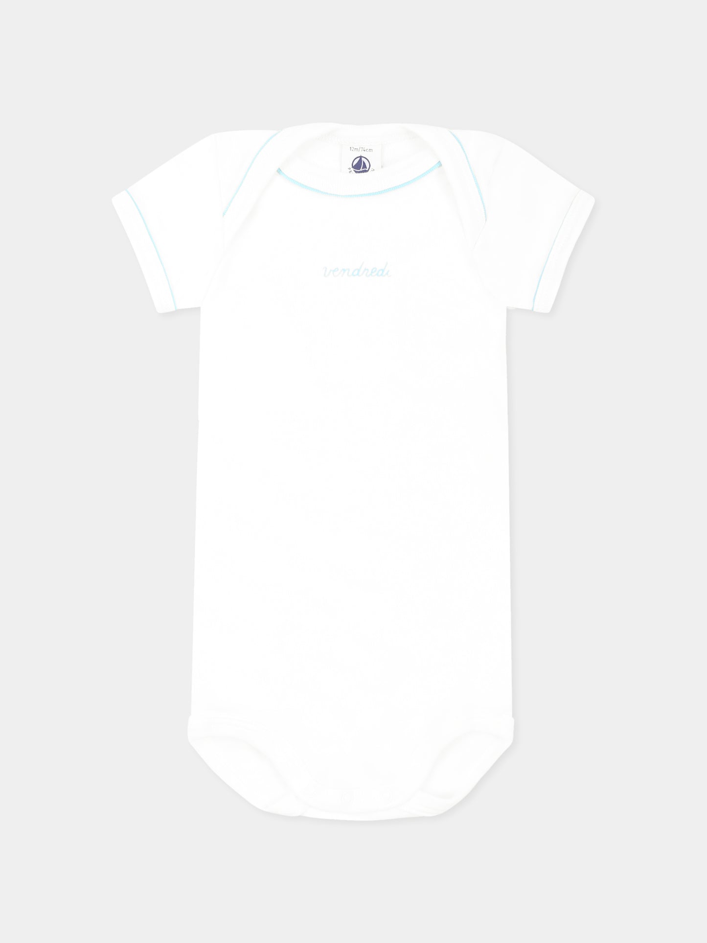 Set body bianco per neonati con scritta,Petit Bateau,A0CR2 VARIANTE 1 00