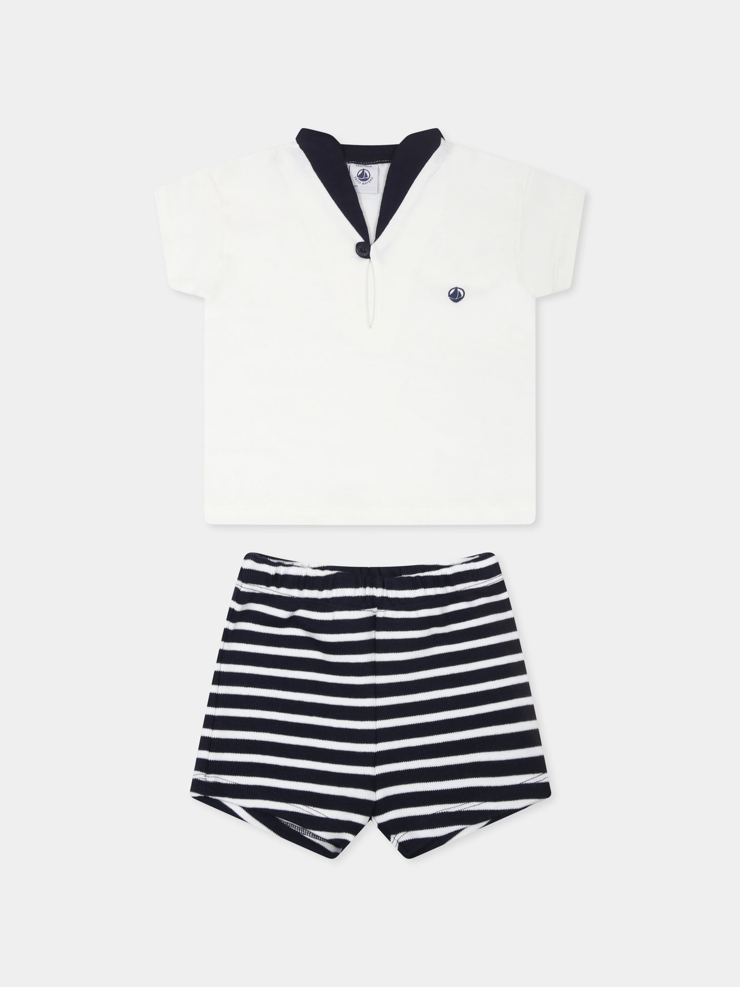 Completo multicolor per neonato con logo,Petit Bateau,A0CPA SMOKING/MARSHMALLOW 01