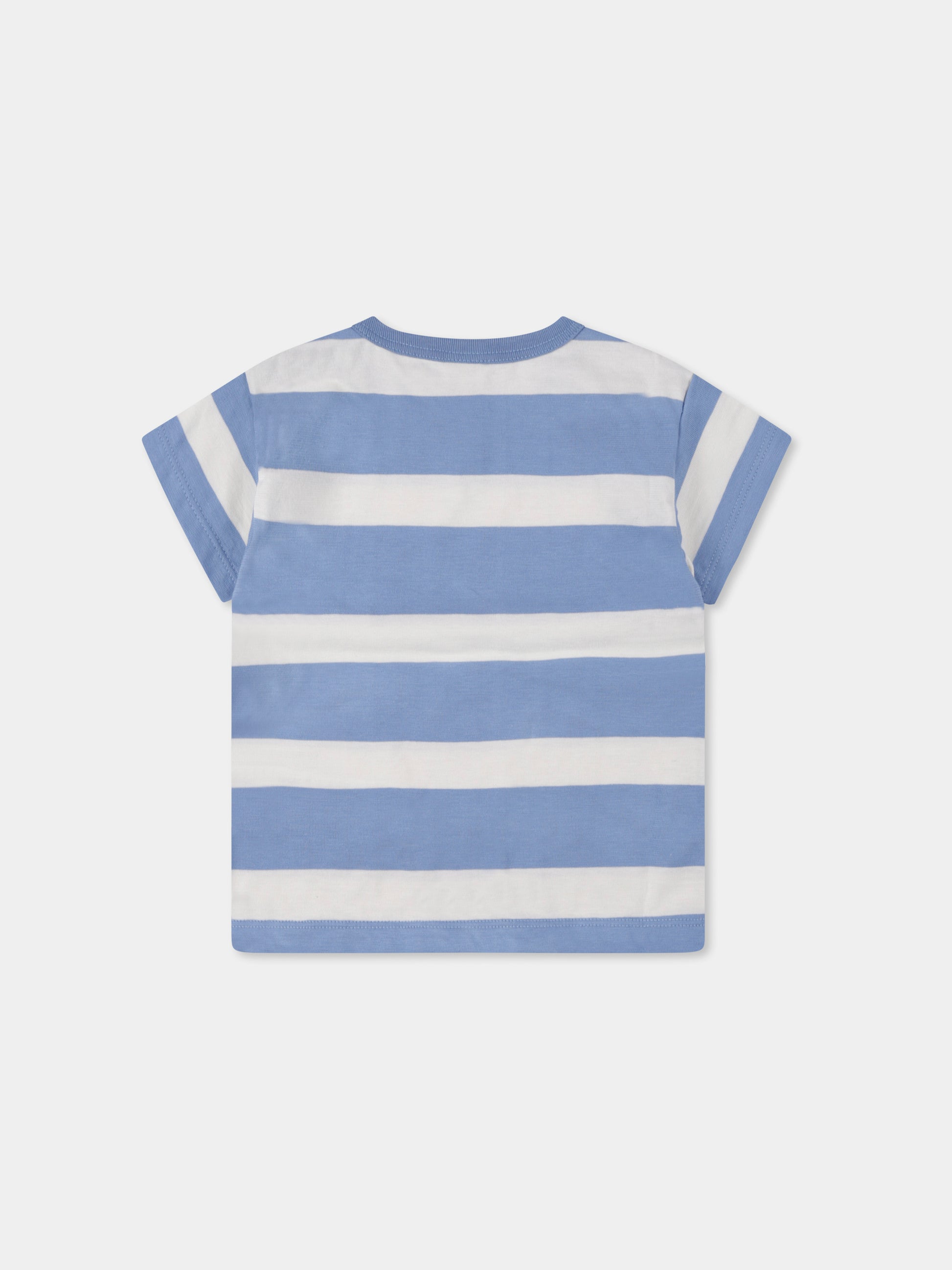T-shirt celeste per neonato con logo,Petit Bateau,A0CWG ALASKA/AVALANCHE 01