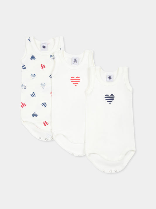 Set body bianco per neonati con cuore,Petit Bateau,A0CX1 VARIANTE 1 00