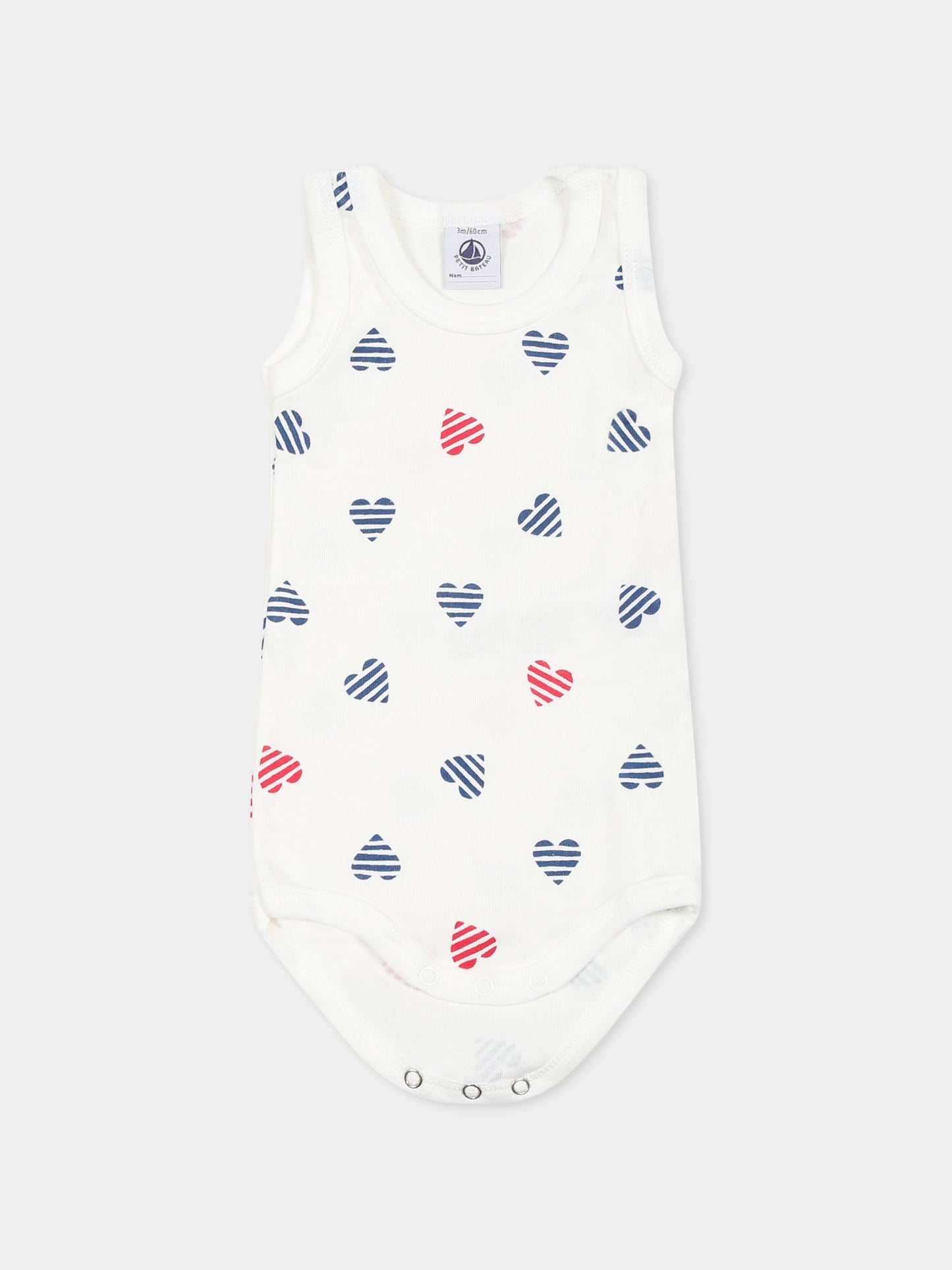 Set body bianco per neonati con cuore,Petit Bateau,A0CX1 VARIANTE 1 00
