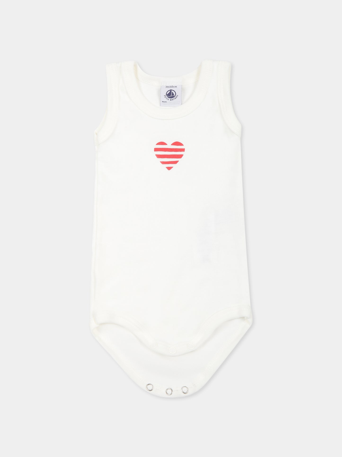 Set body bianco per neonati con cuore,Petit Bateau,A0CX1 VARIANTE 1 00