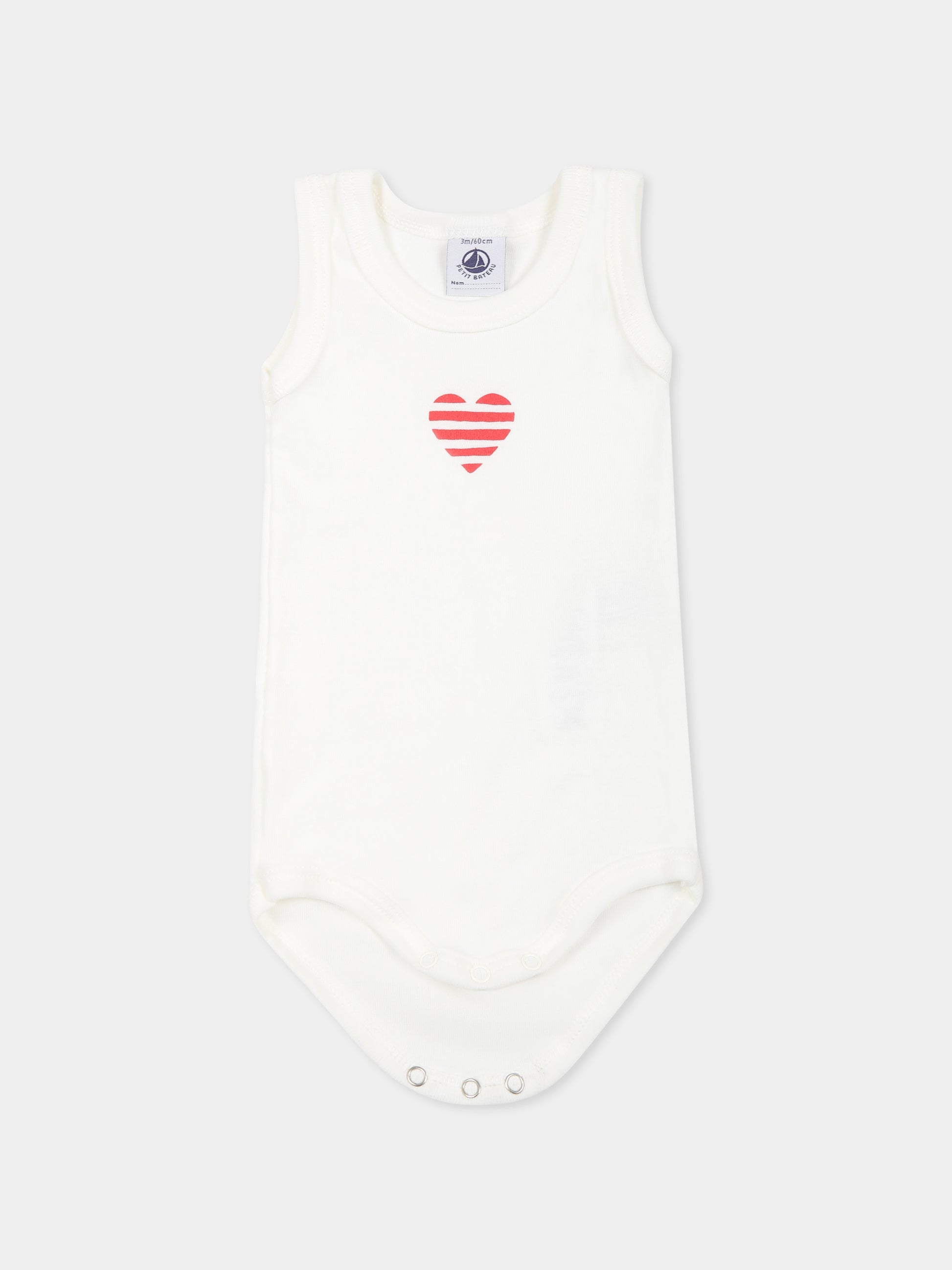 Set body bianco per neonati con cuore,Petit Bateau,A0CX1 VARIANTE 1 00