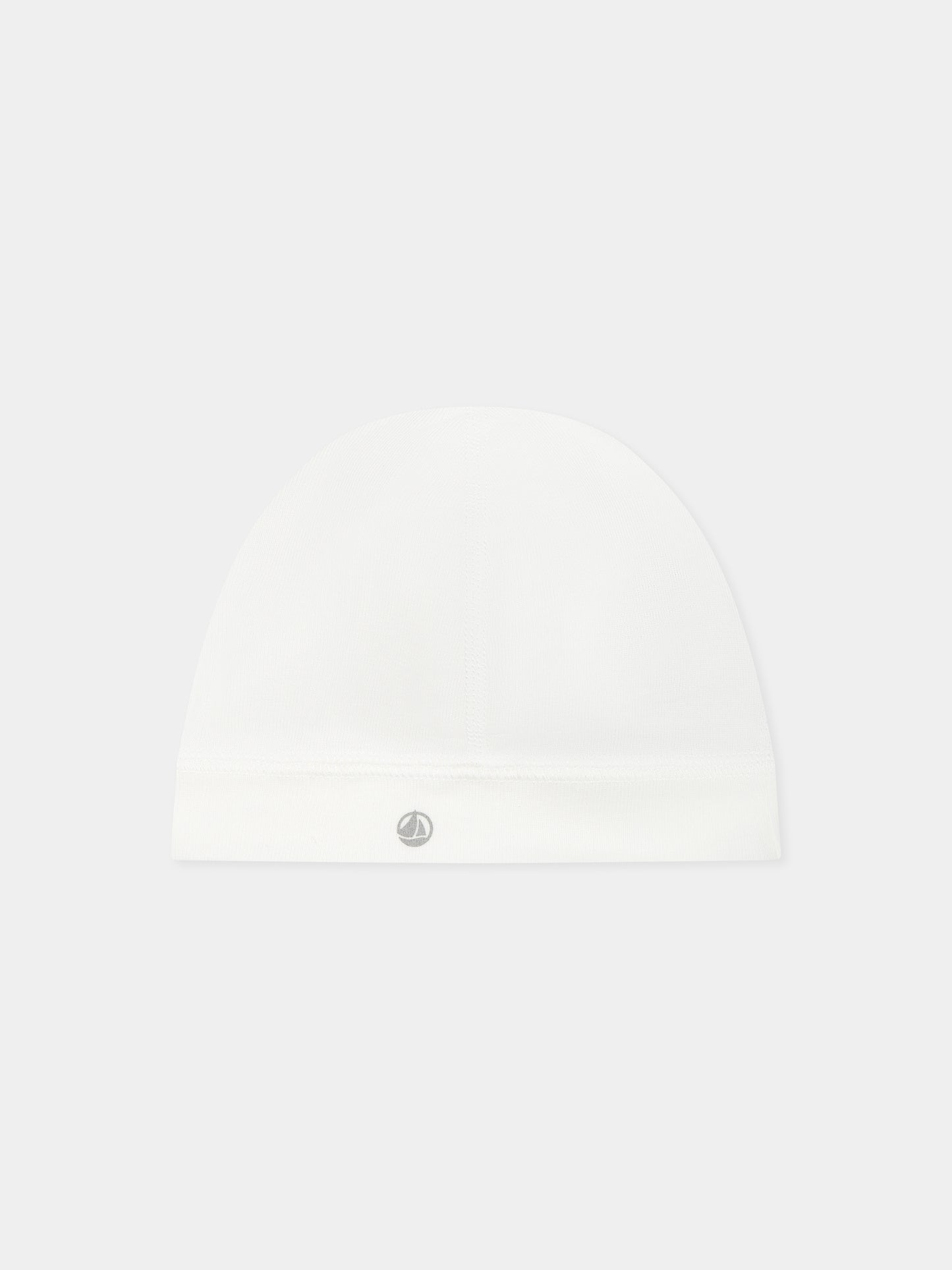 Cappello bianco per neonati con logo,Petit Bateau,A0AZW MARSHMALLOW 01