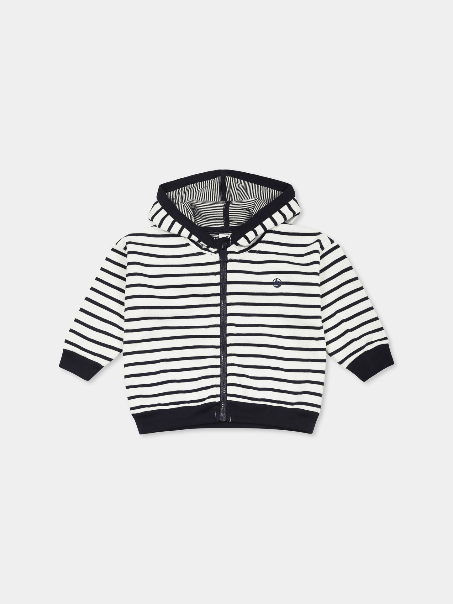 Felpa bianca per neonati con logo,Petit Bateau,A0BQ2 MARSHMALLOW/SMOKING 01