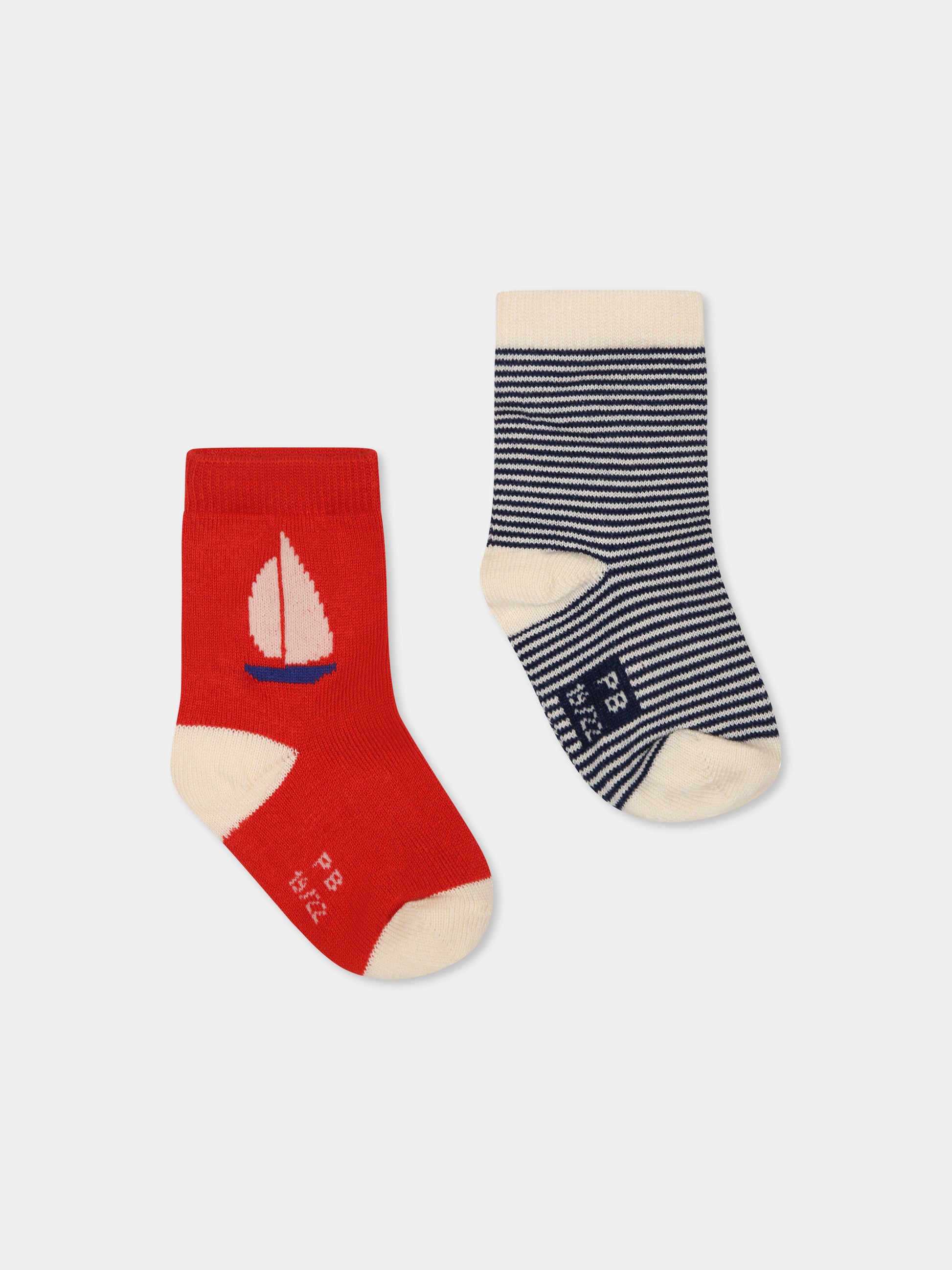 Set calzini multicolor per bambino con barca a vela,Petit Bateau,A0CFB VARIANTE 1 01
